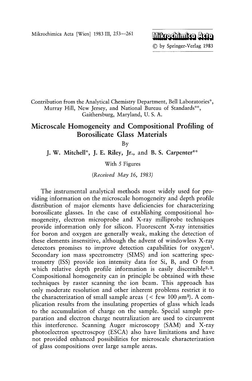 Microscale homogeneity and compositional profiling of borosilicate glass materials by Unknown