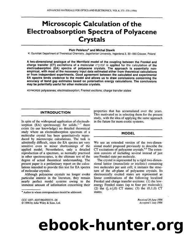 Microscopic calculation of the electroabsorption spectra of polyacene crystals by Unknown
