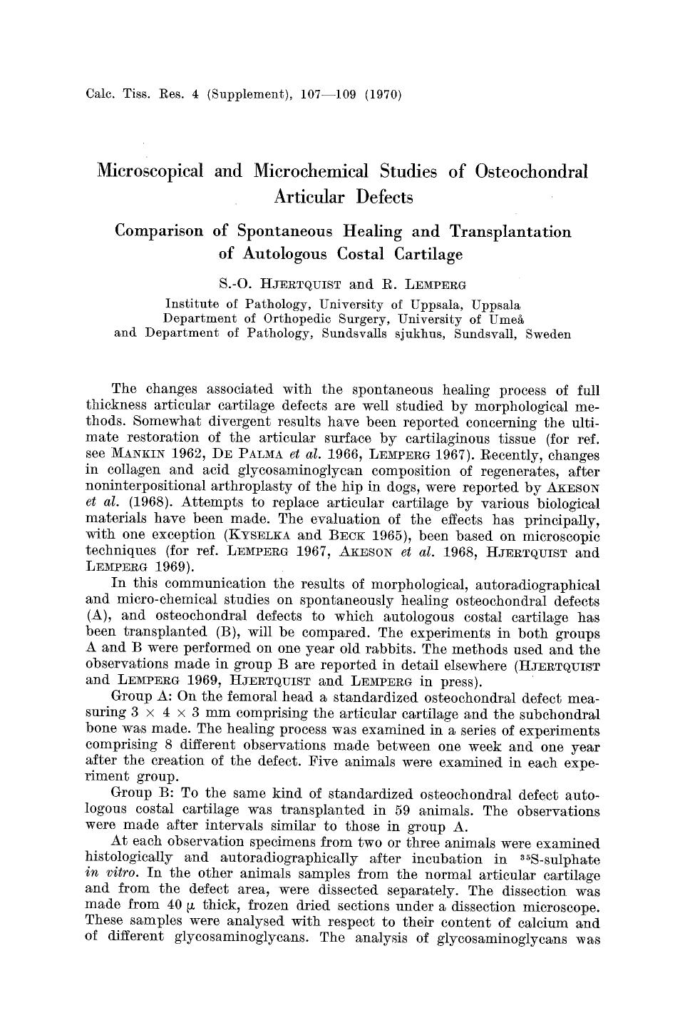 Microscopical and microchemical studies of osteochondral articular defects by Unknown