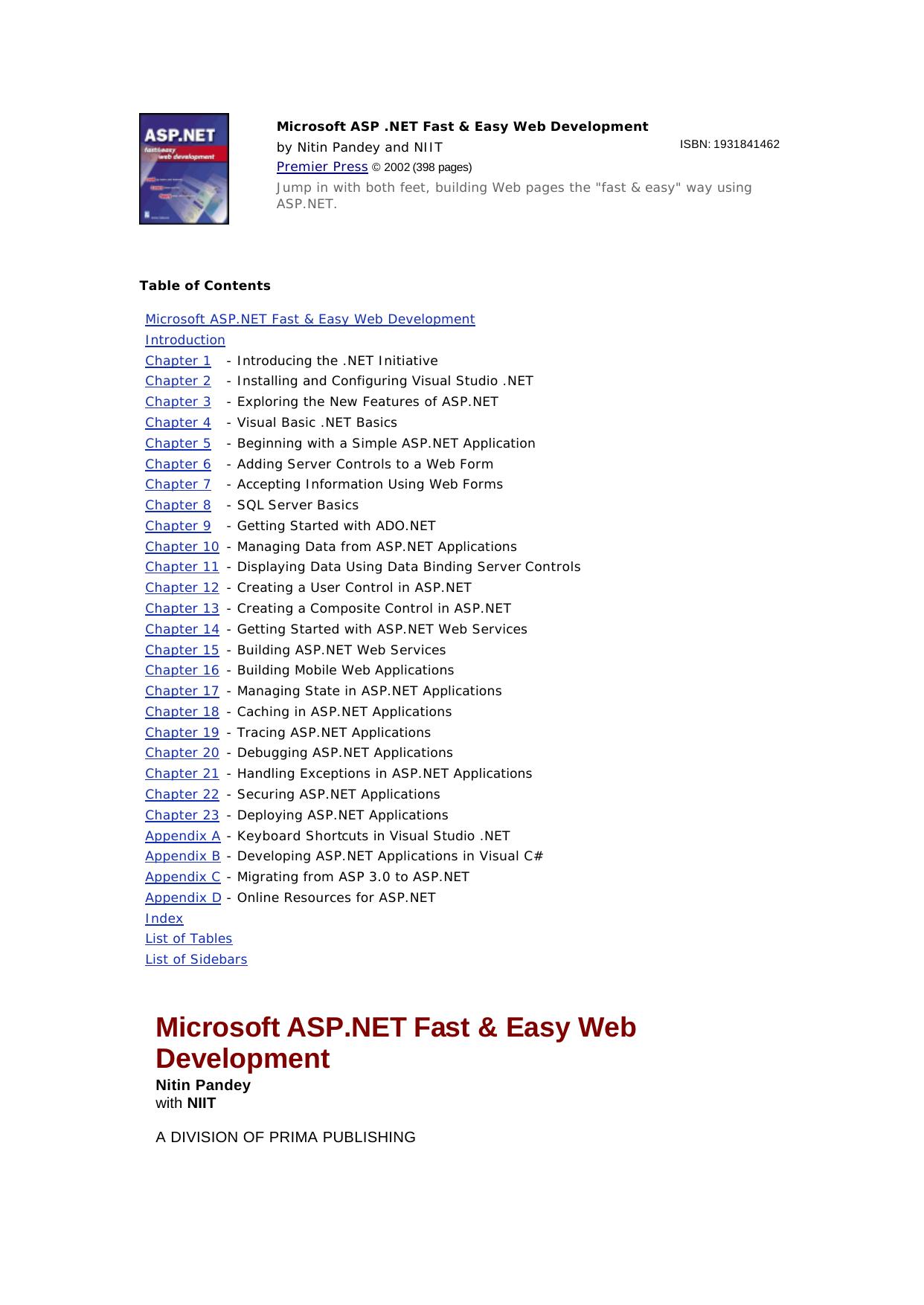 Microsoft ASP .NET Fast and Easy Web development.doc by Basia