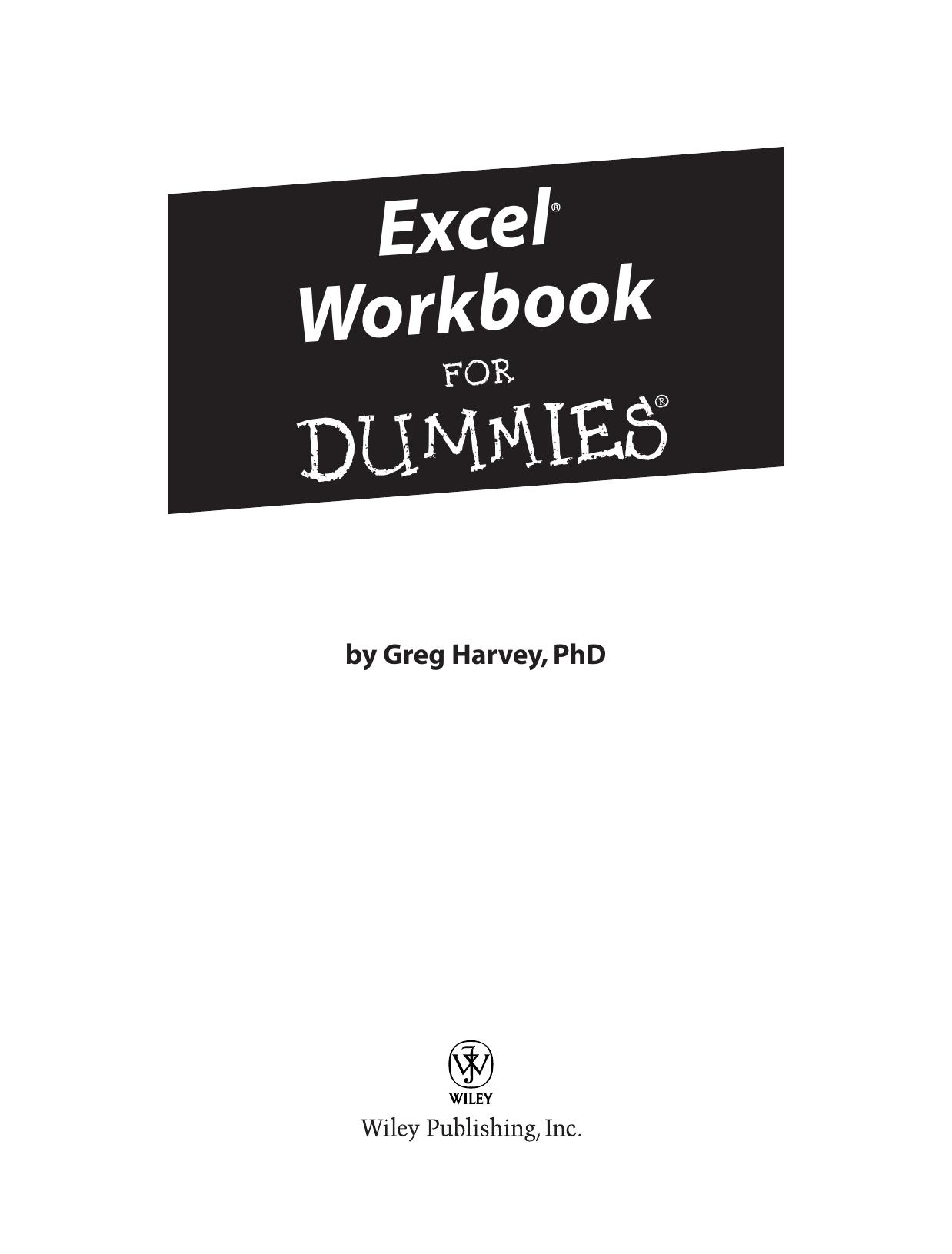 Microsoft Office Excel Workbook for DUMmIES by Unknown