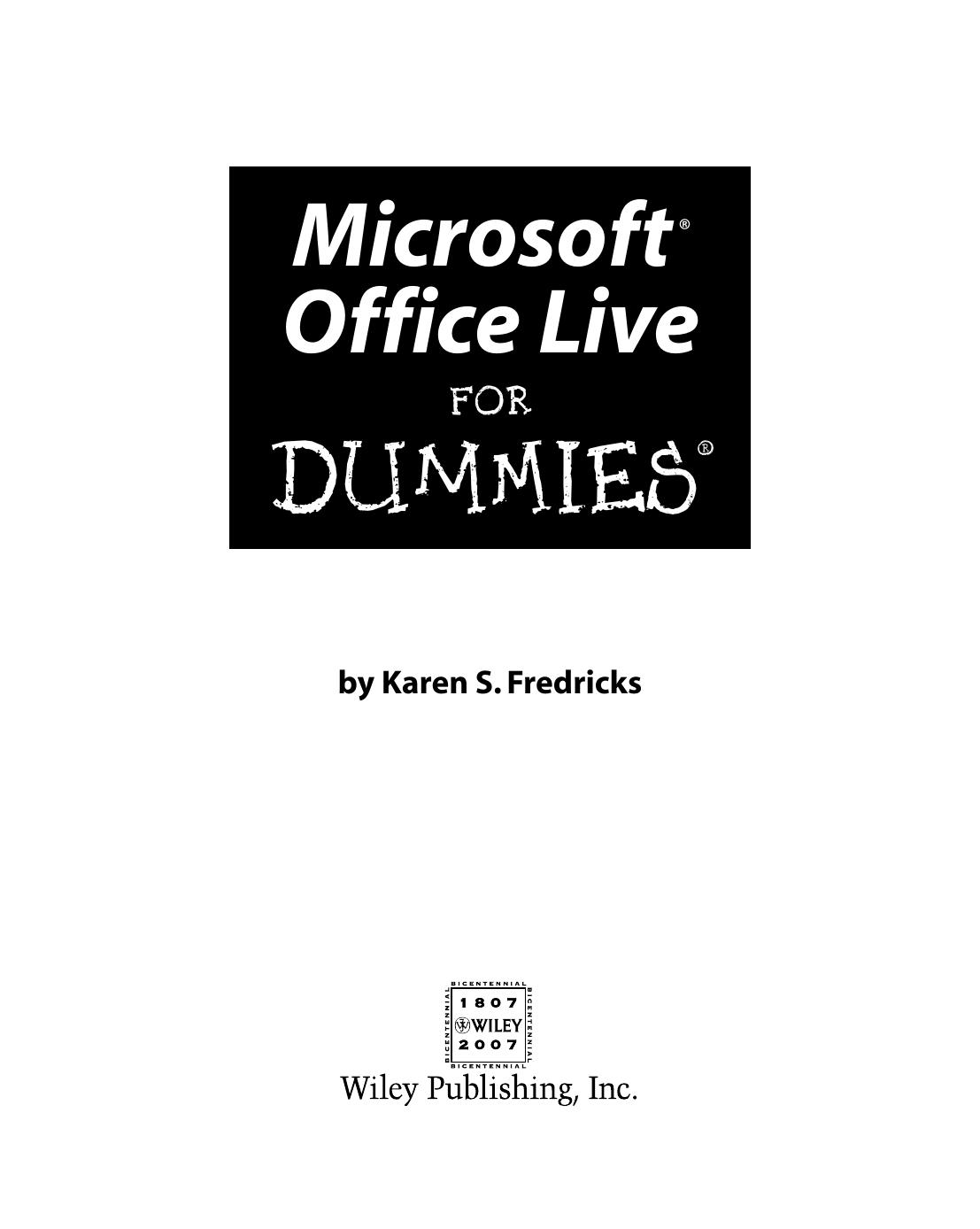 Microsoft Office Live for DUMmIES by Unknown