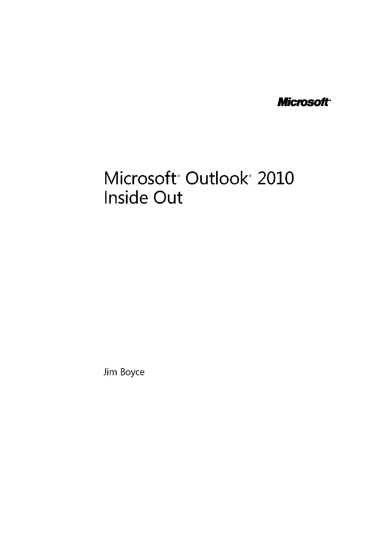 Microsoft Outlook 2010 Inside Out by Jim Boyce