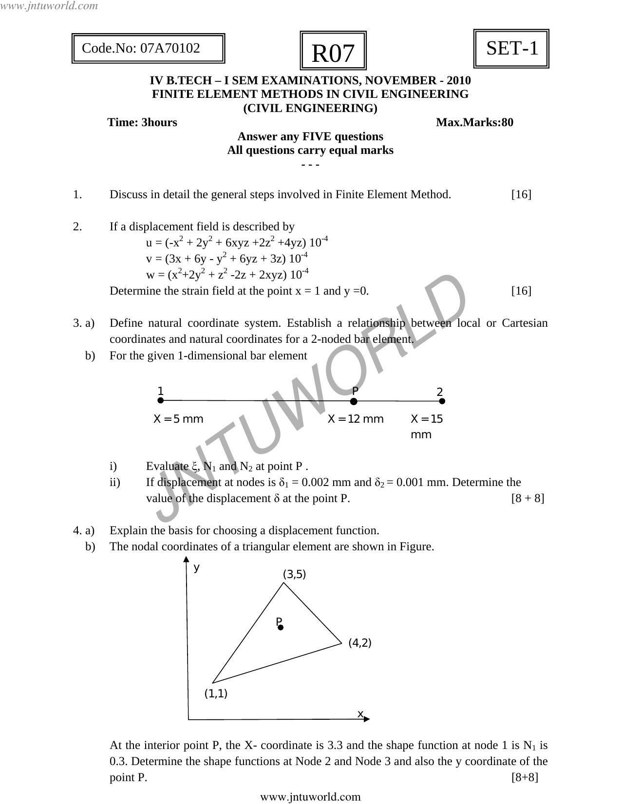 Microsoft Word - 07A70102-FINITE ELEMENTS METHODS IN CIVIL ENGINEERING.DOC by PUNITHA