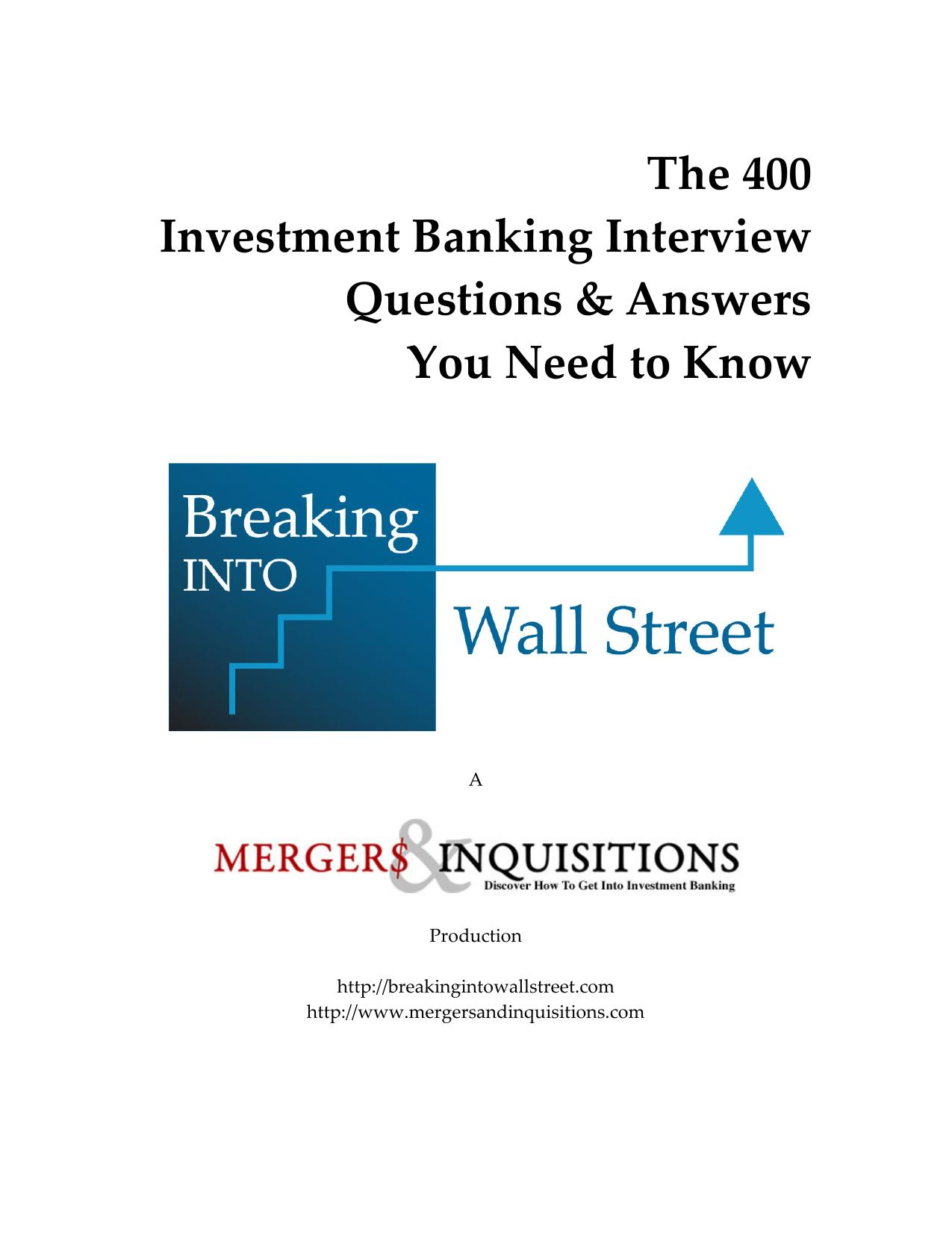Microsoft Word - 400 Investment Banking Interview Questions And Answers.doc by Thinkpad