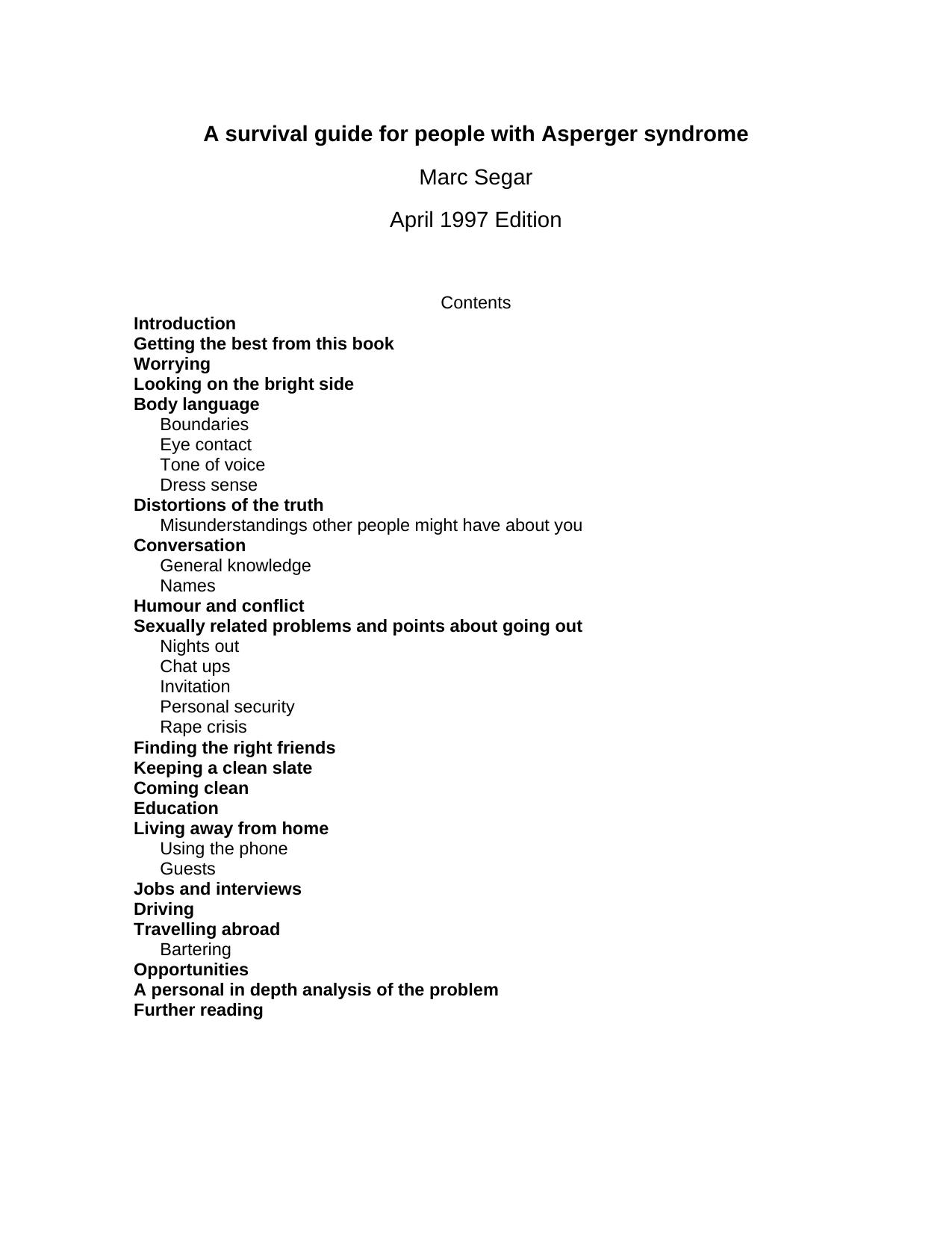 Microsoft Word - A Survival Guide for People with Asperger Syndrome by Marc Segar _1997_.doc by Cynthetiq