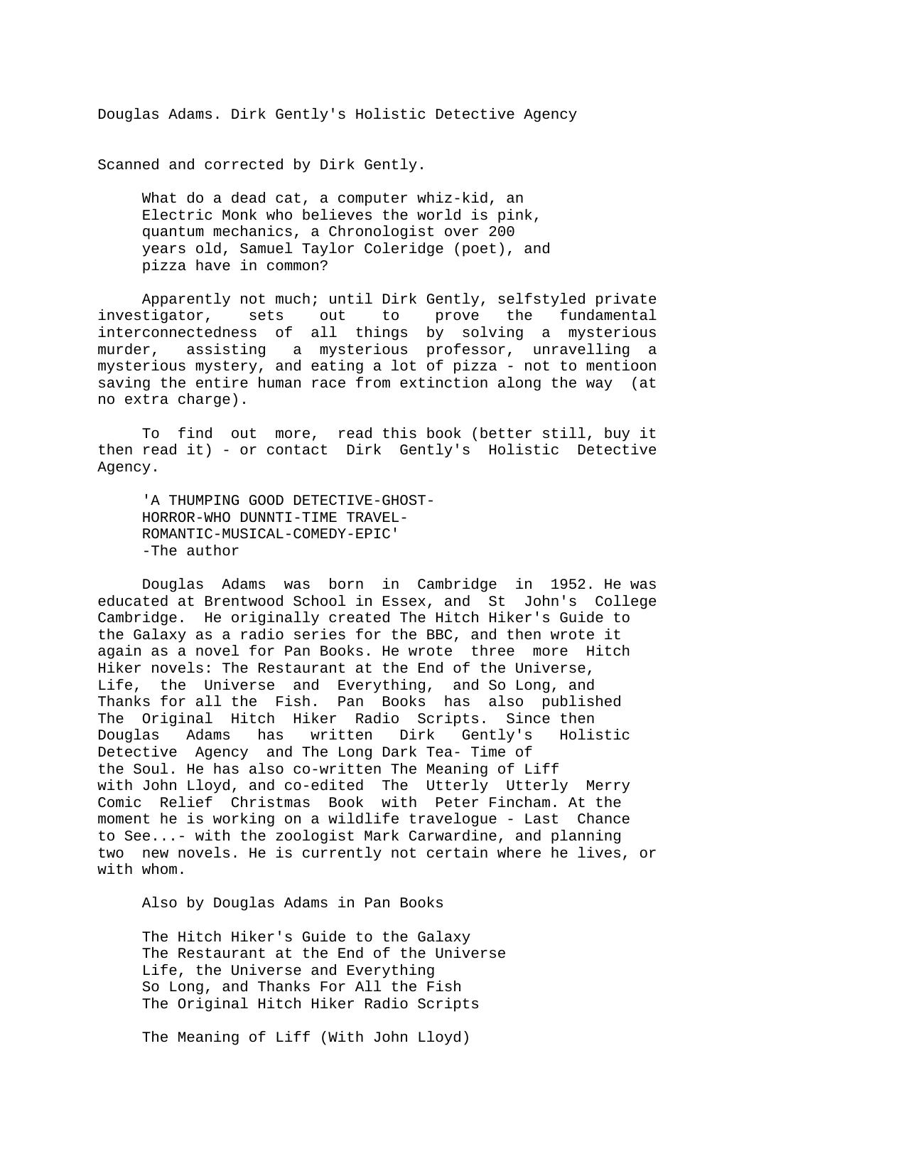 Microsoft Word - Adams, Douglas - Dirk Gently 01 - Dirk Gently's Holistic Dâ¦ by Unknown