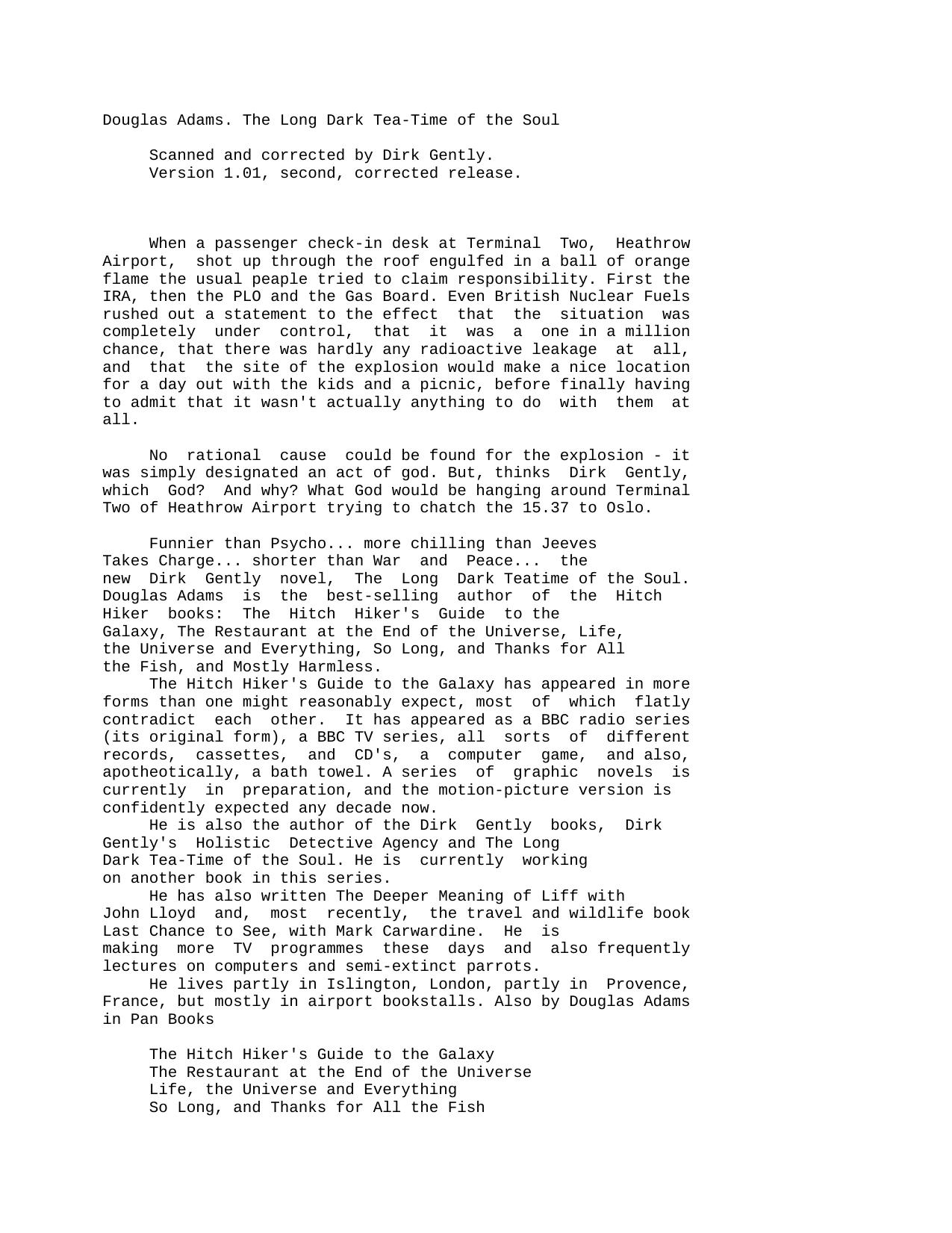 Microsoft Word - Adams, Douglas - Dirk Gently 02 - The Long Dark Tea-Time oâ¦ by Unknown