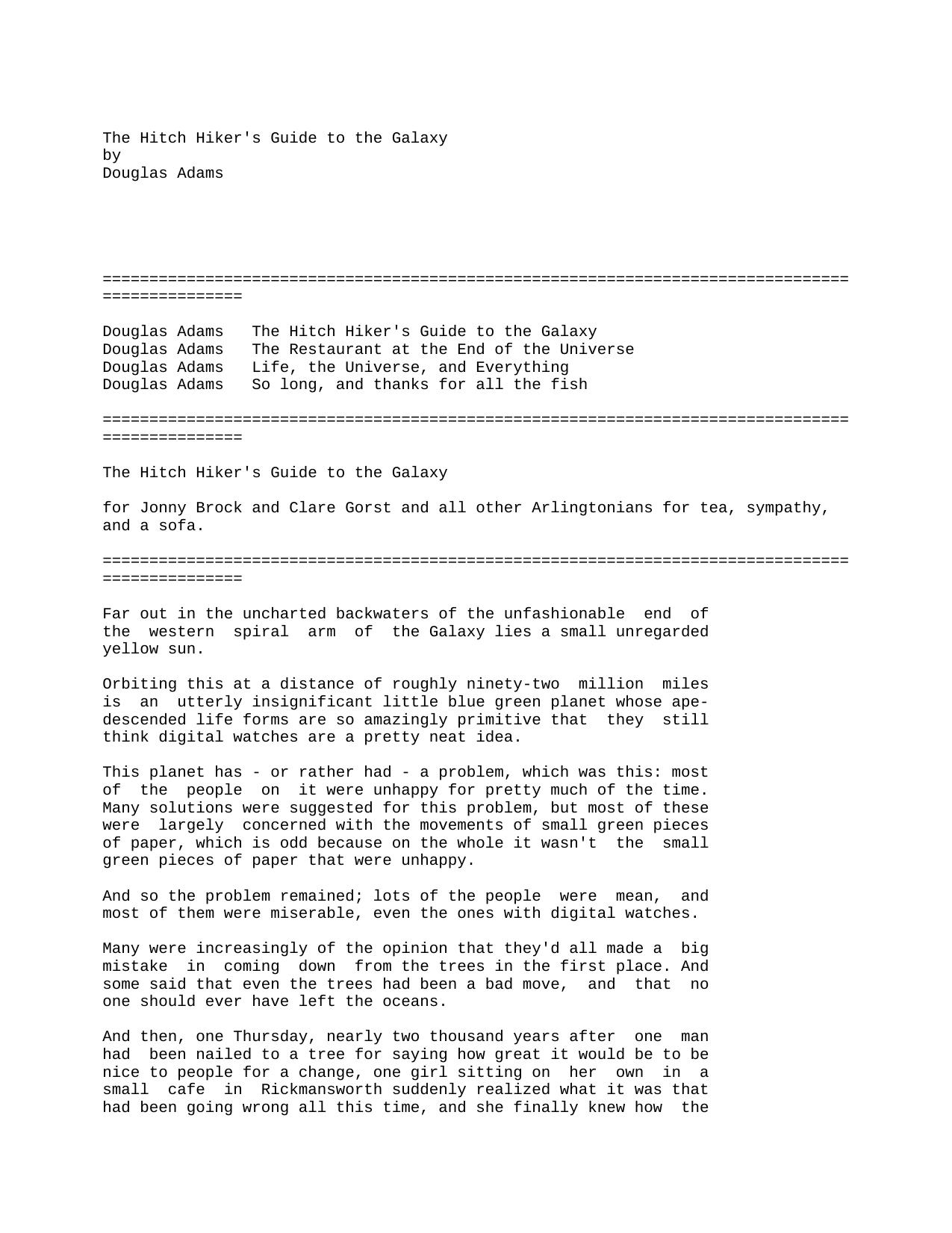 Microsoft Word - Adams, Douglas - Hitchhiker's 01 - The Hitchhiker's Guide â¦ by Unknown
