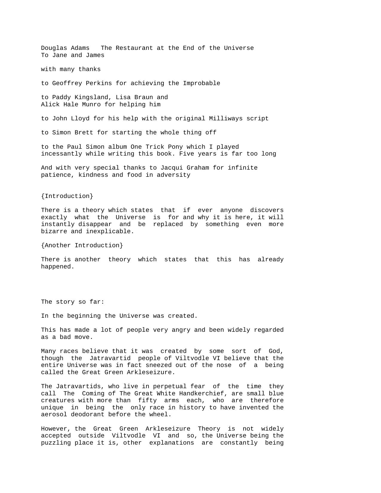 Microsoft Word - Adams, Douglas - Hitchhiker's 02 - The Restaurant at the Eâ¦ by Unknown