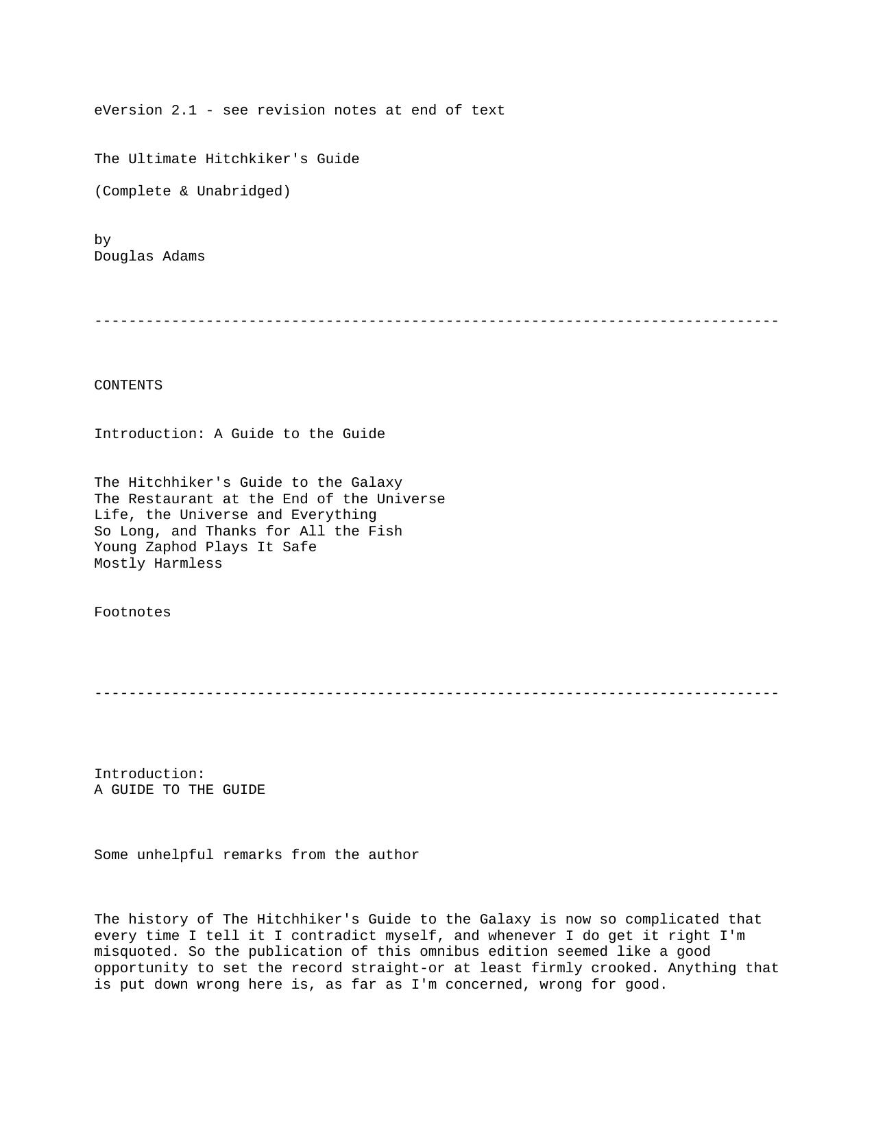 Microsoft Word - Adams, Douglas - The Ultimate Hitchhiker's Guide 2.1.txt by Unknown