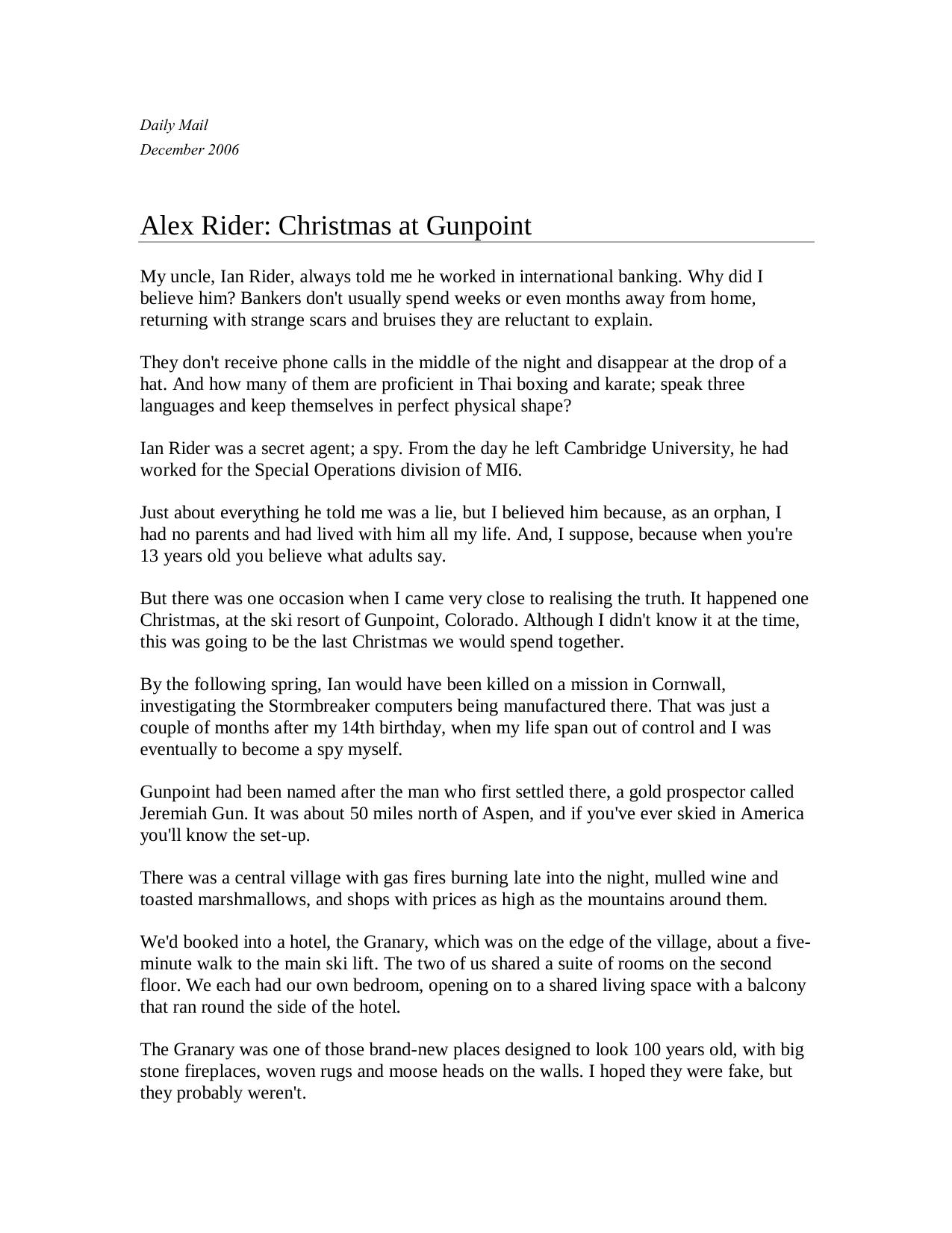 Microsoft Word - Alex Rider - Christmas at Gunpoint.doc by Anthony Horowitz