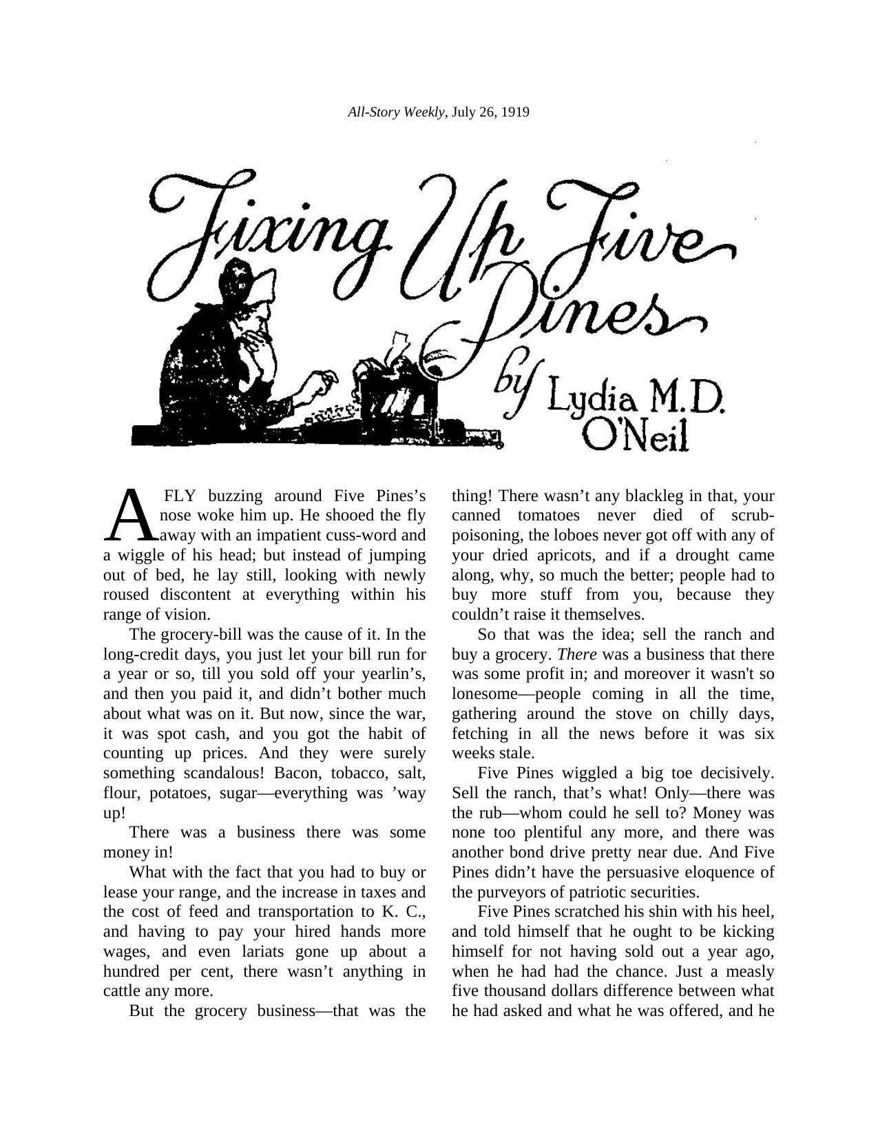 Microsoft Word - All-Story Weekly 19.07.26 Fixing Up Five Pines by Unknown