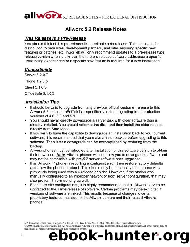Microsoft Word - Allworx 5.2 Field Release Notes 0418051.doc by jms