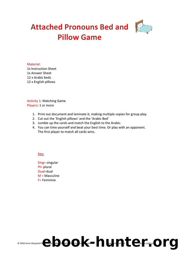 Microsoft Word - Attached Pronouns Bed And Pillow Game by user