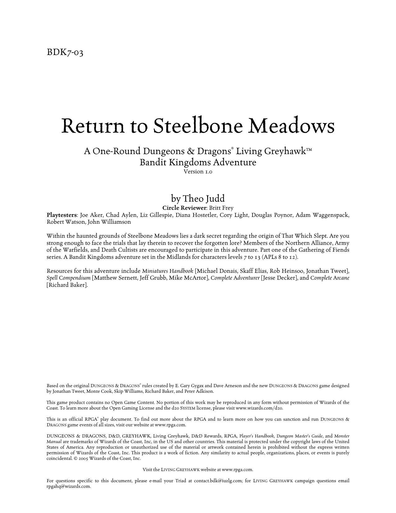 Microsoft Word - BDK7-03 Return to Steelbone Meadows v0.9.doc by Britt