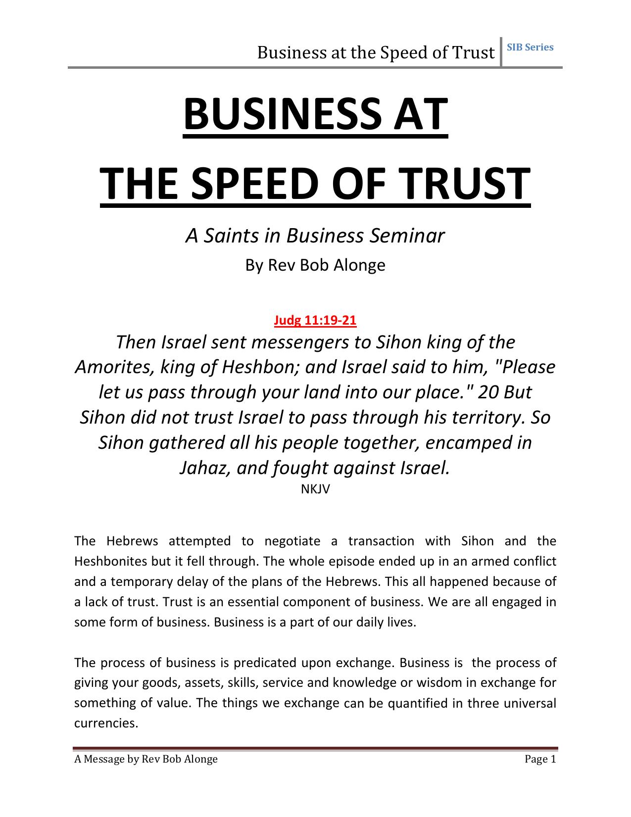 Microsoft Word - BUSINESS AT THE SPEED OF TRUST _1_ by OlufemiAdeluyi