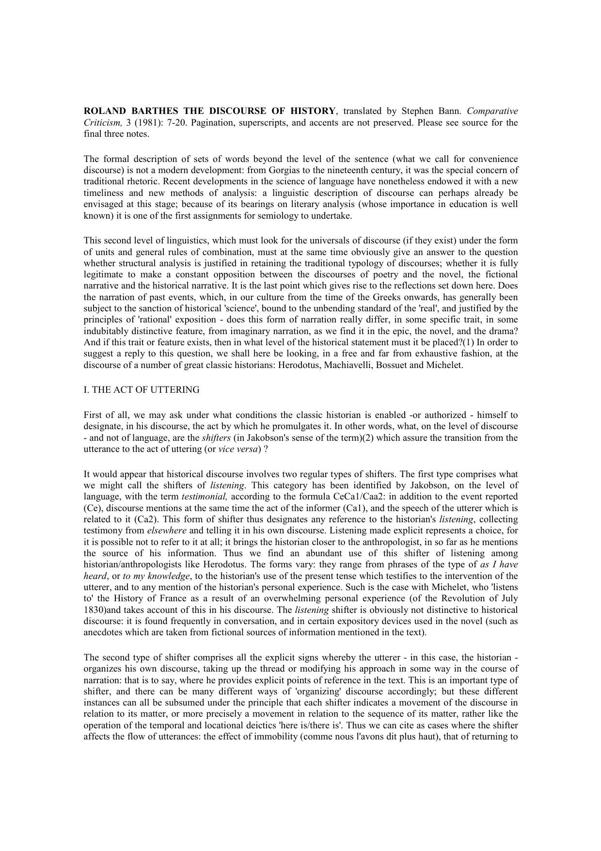 Microsoft Word - Barthes, Roland - The Discourse Of History by Mansour@TANDIS-VZJ9MSEX