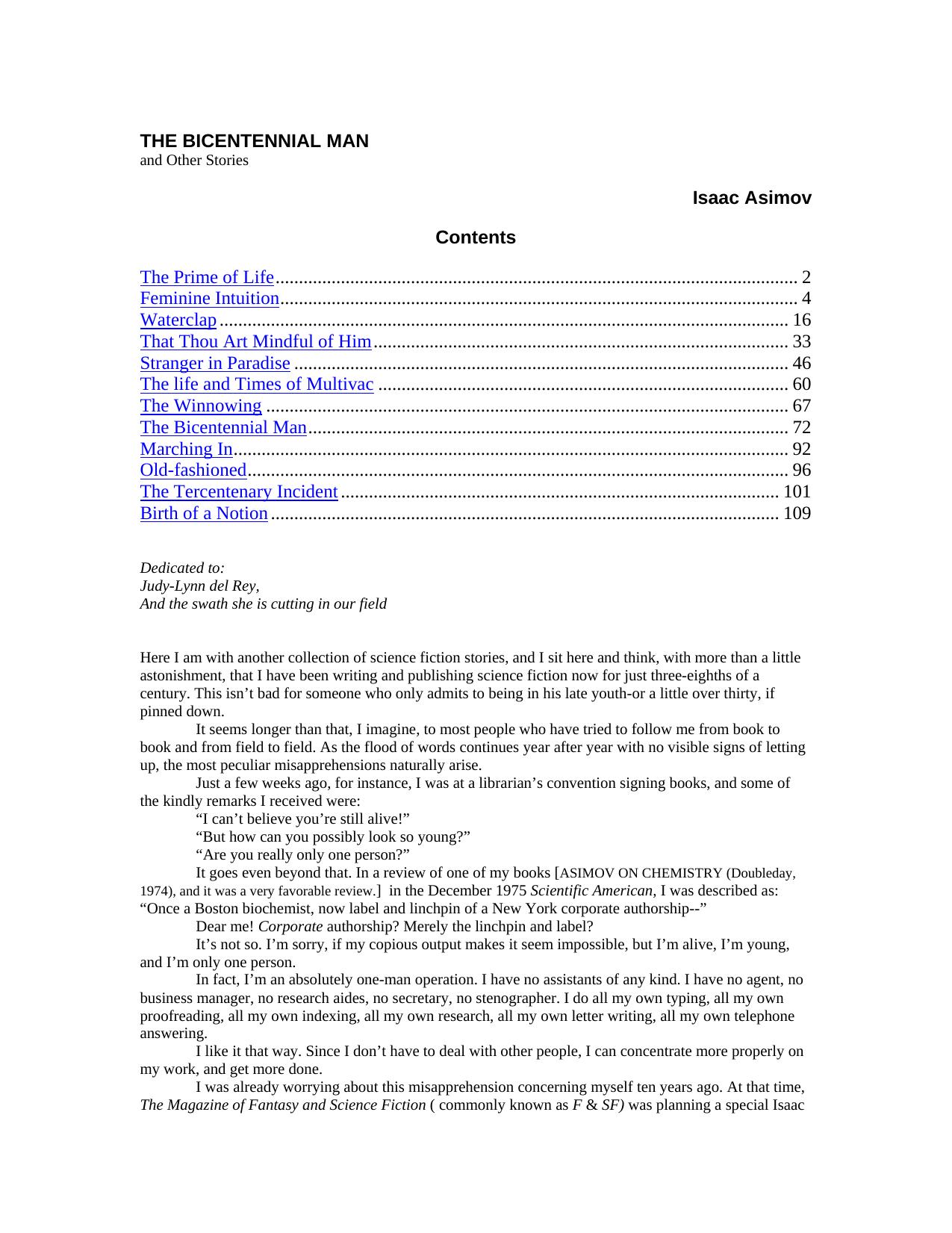 Microsoft Word - Bicentennial Man & Other Stories, The - Isaac Asimov by Princess Delilah