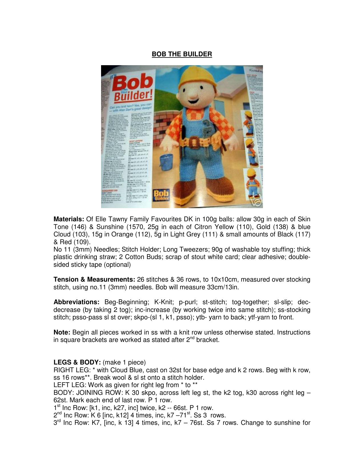 Microsoft Word - Bob The Builder Pattern.doc by Shirley