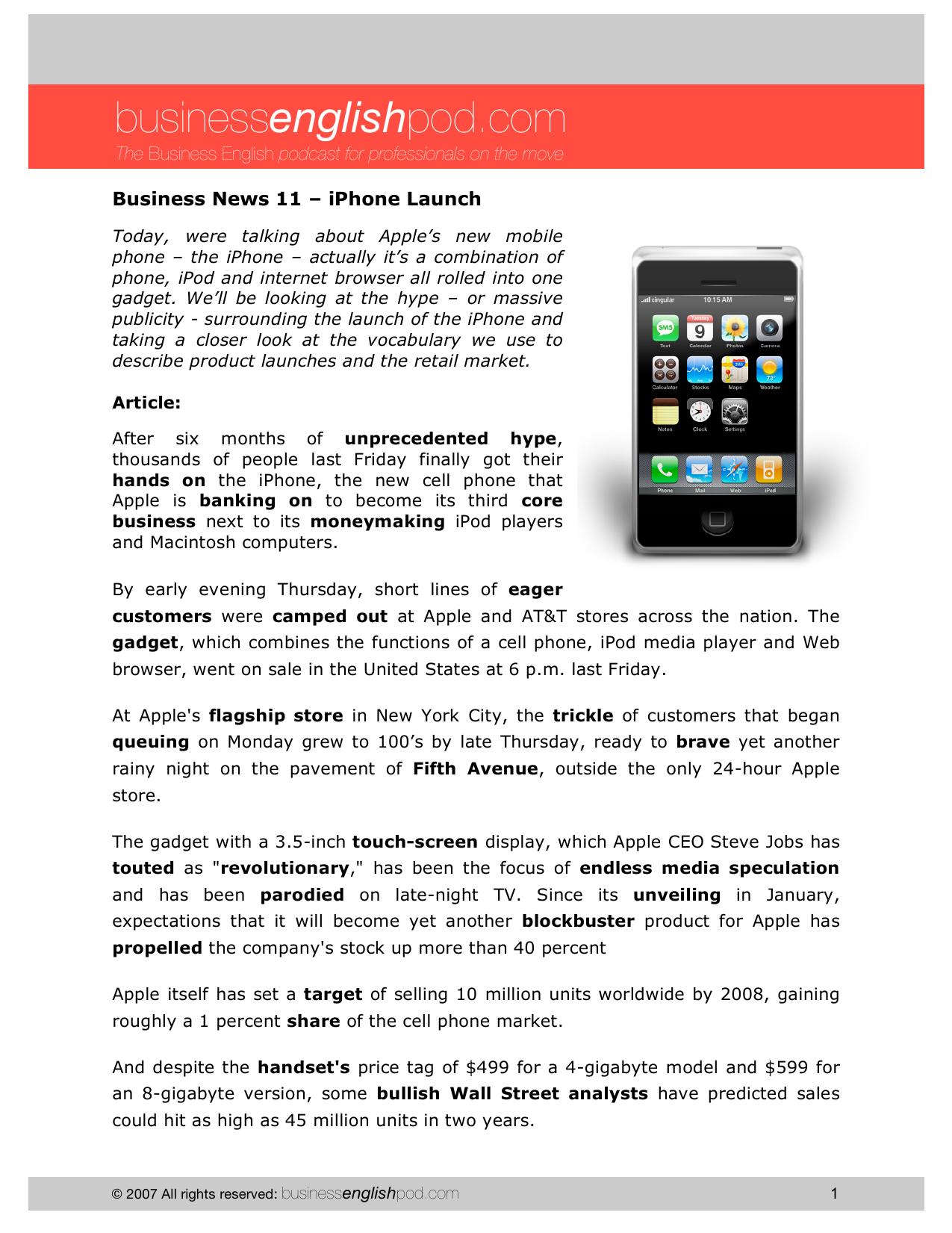 Microsoft Word - Business News 11 - iPhone Launch.doc by Peter