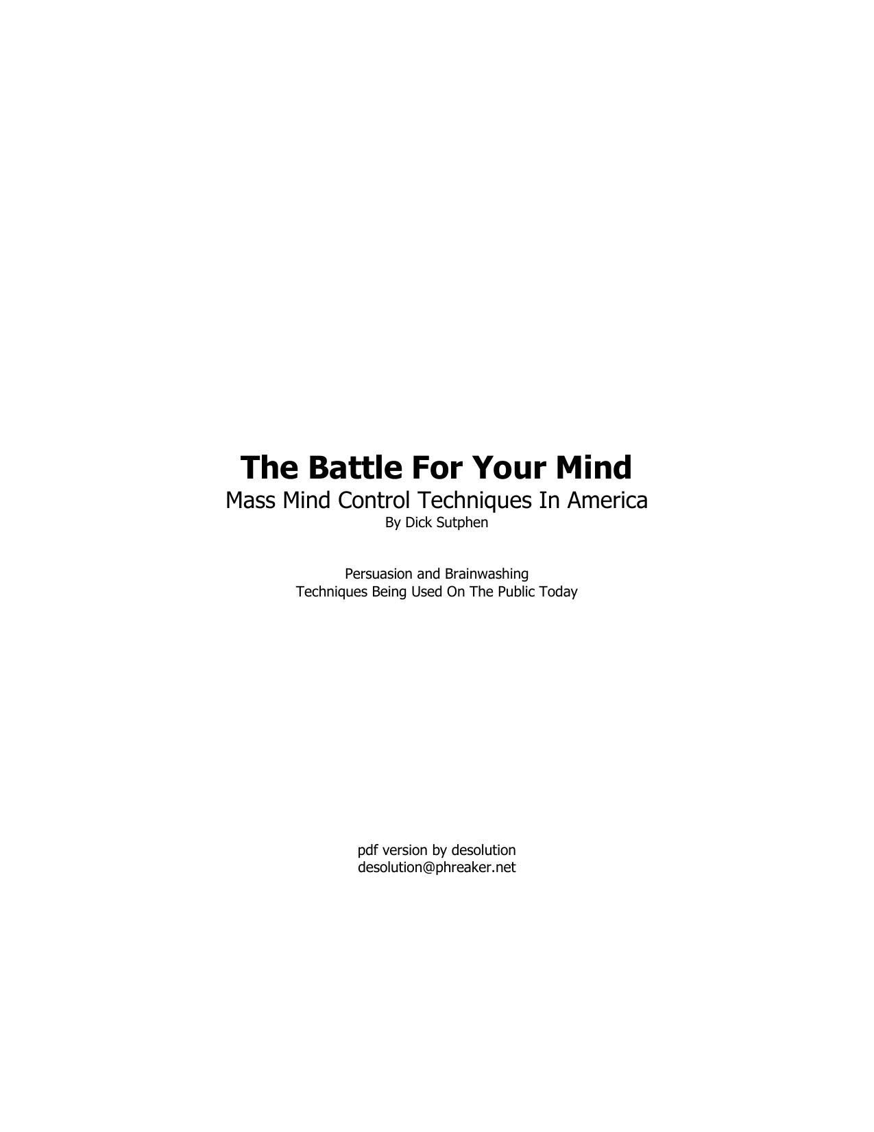 Microsoft Word - Ebook - The Battle For Your Mind - Mass Mind Control Technâ by Desolution