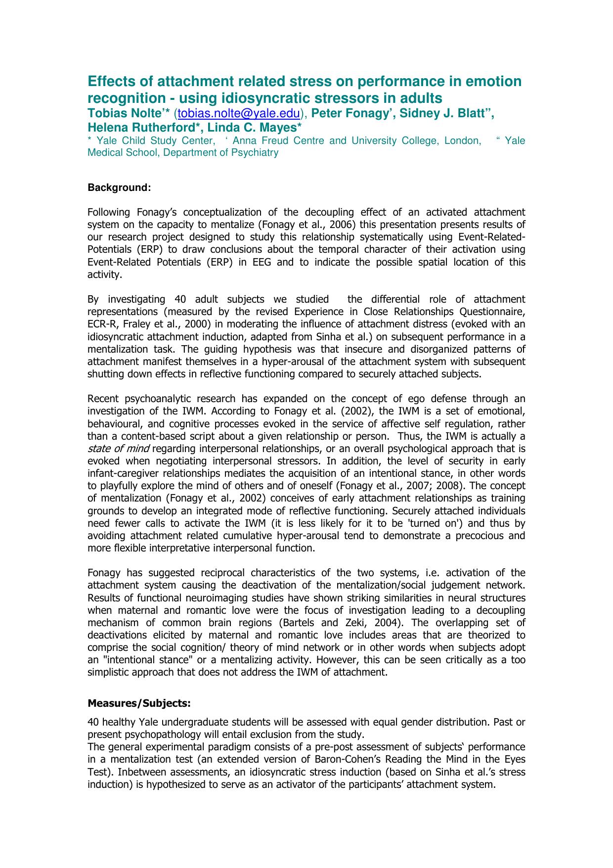 Microsoft Word - Effects of attachment related stress on performance in emotion recognition.doc by Toshiba