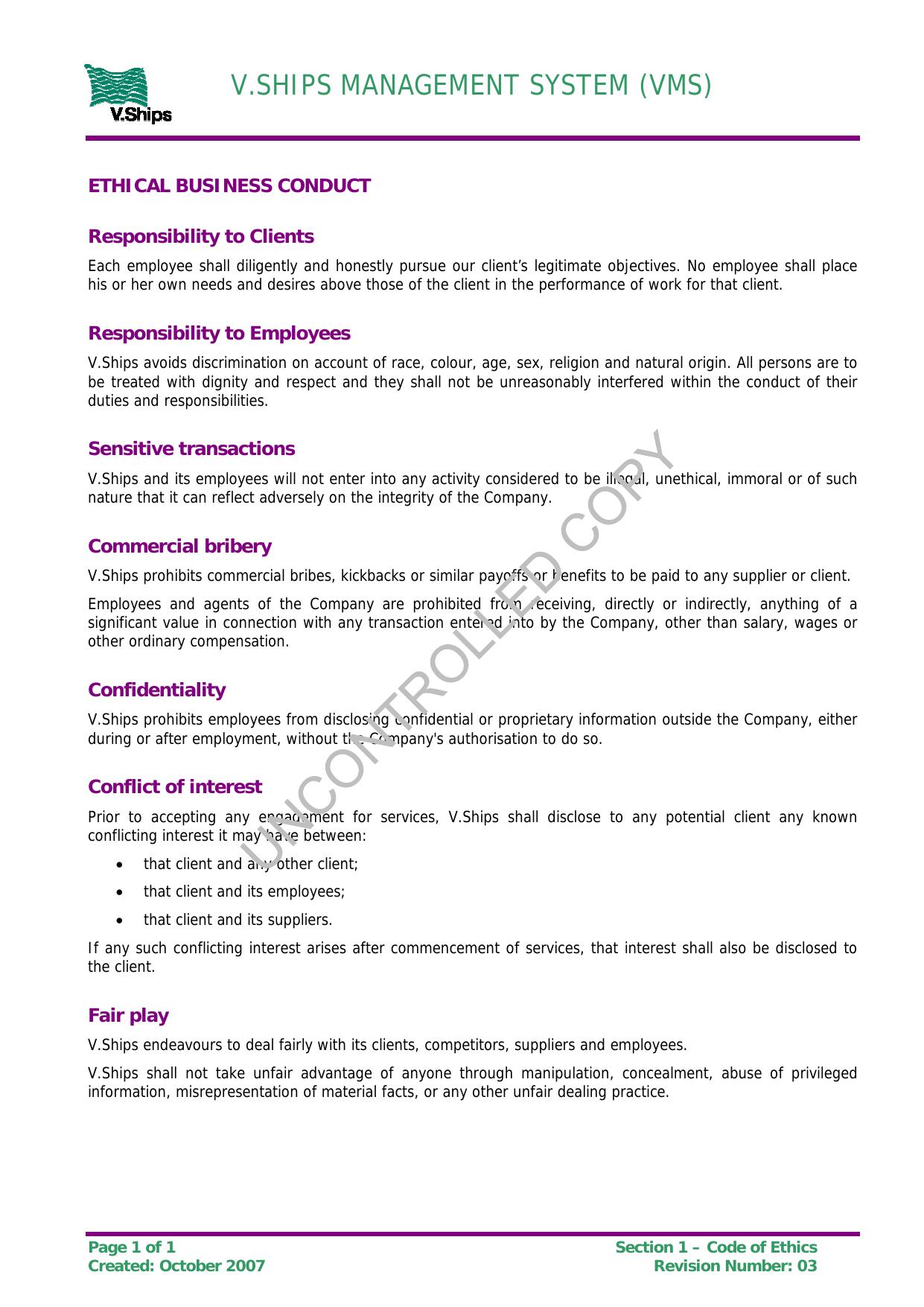 Microsoft Word - Ethical Business Conduct by katrus
