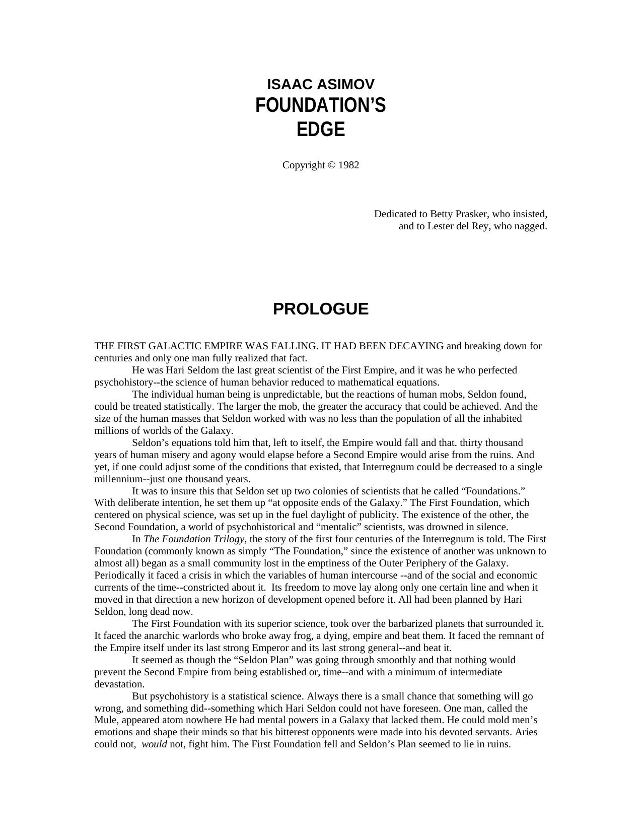 Microsoft Word - Foundation's Edge - Isaac Asimov by Princess Delilah
