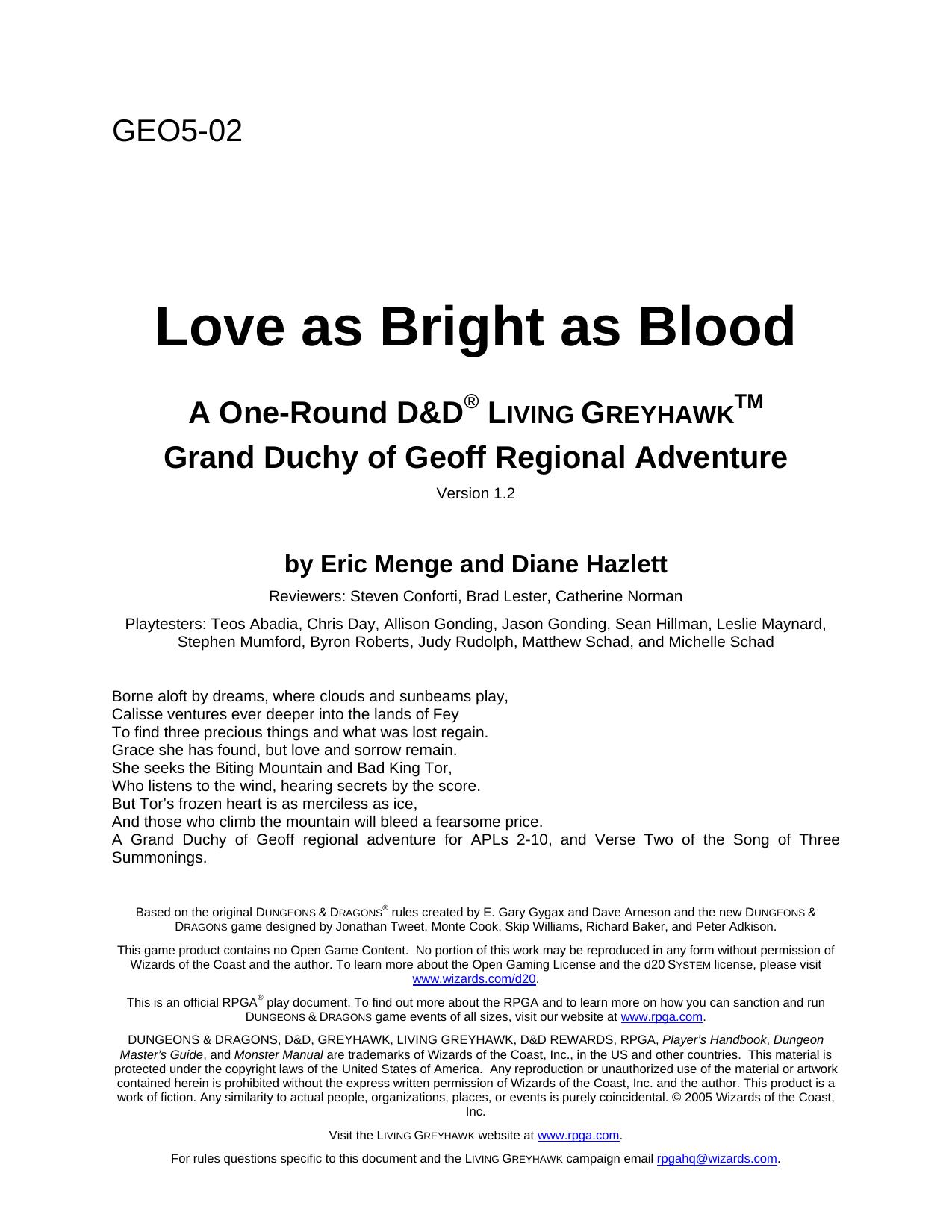 Microsoft Word - GEO5-02 Love as Bright as Blood v.1.2.doc by Eric Menge