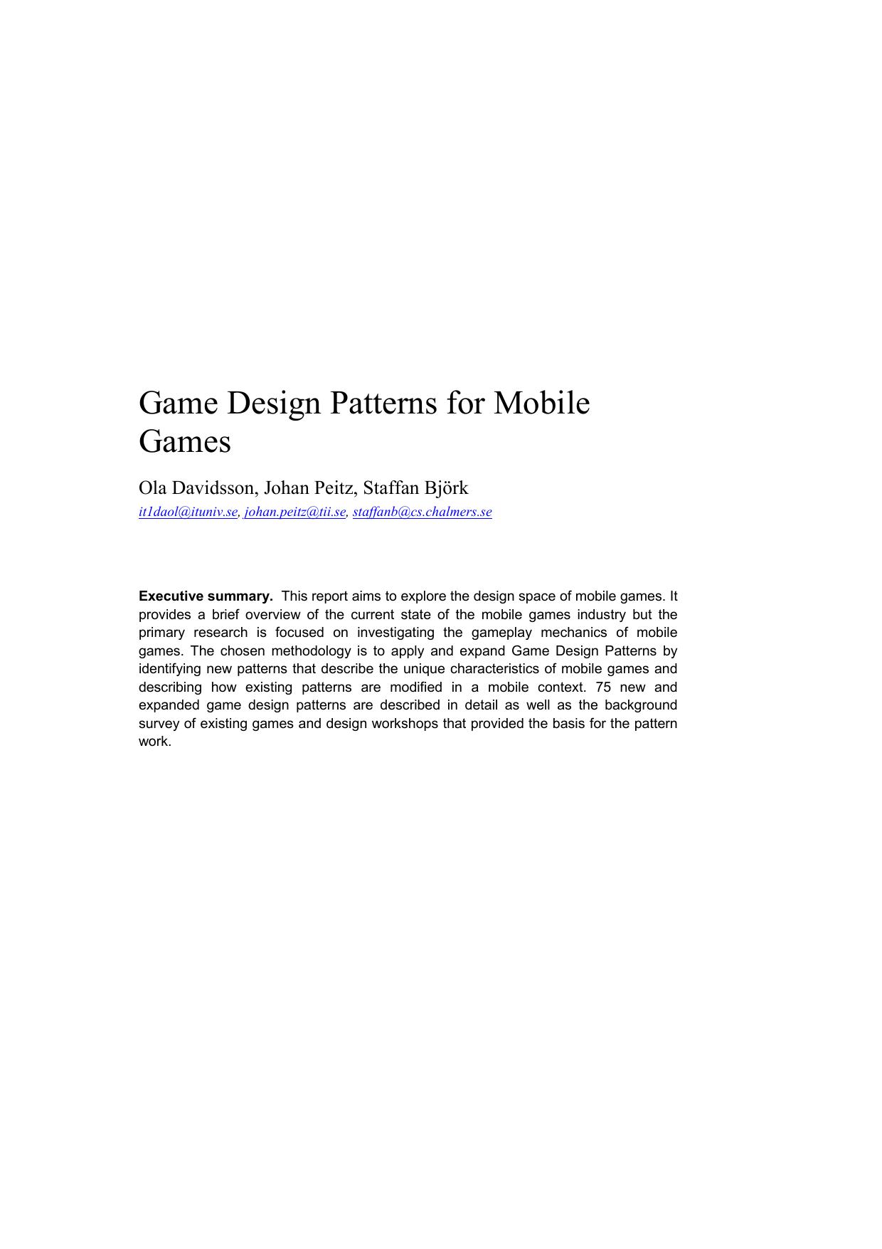 Microsoft Word - Game Design Patterns for Mobile Games.doc by isalmine
