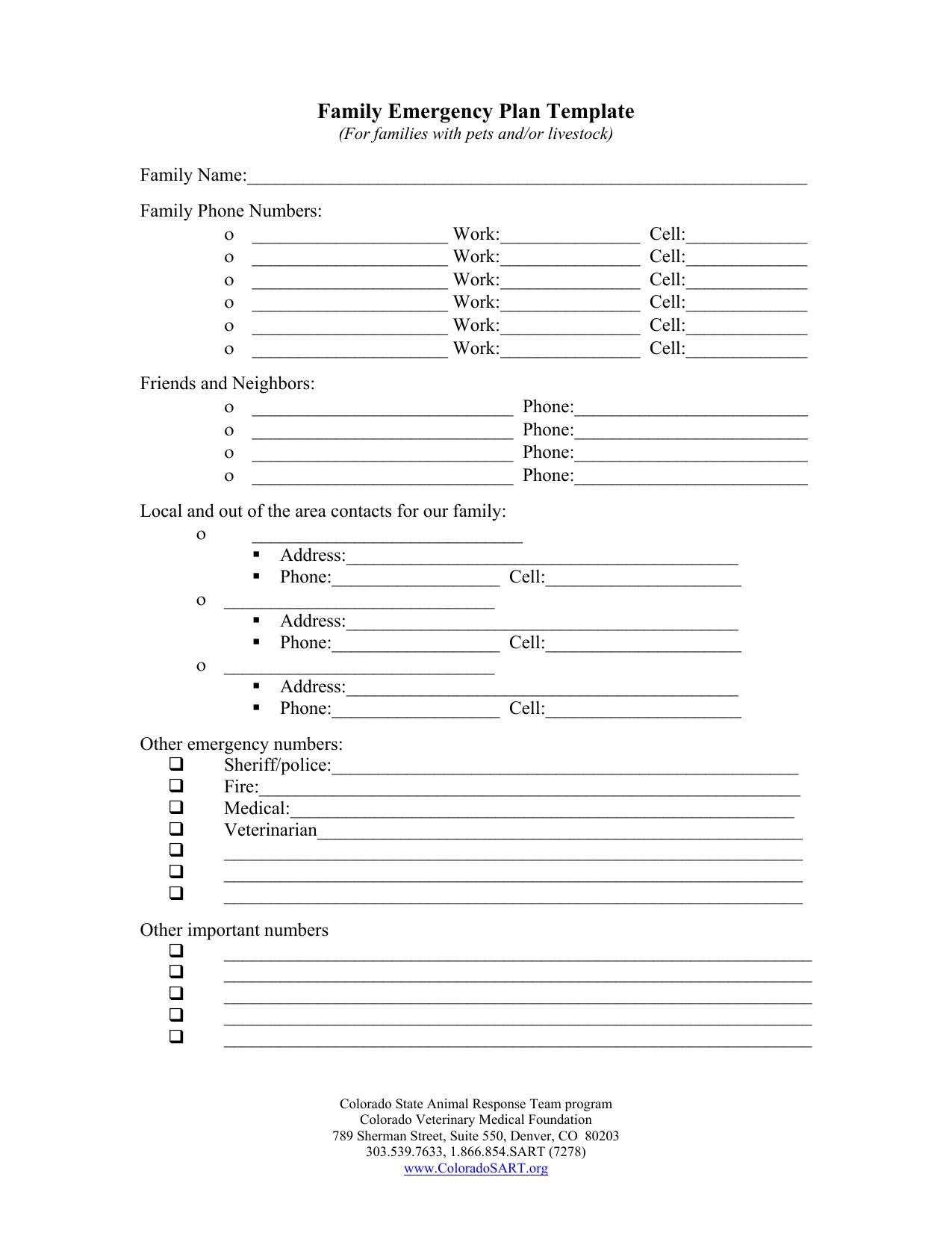 Microsoft Word - General - Family Emergency Plan Template.doc by sa