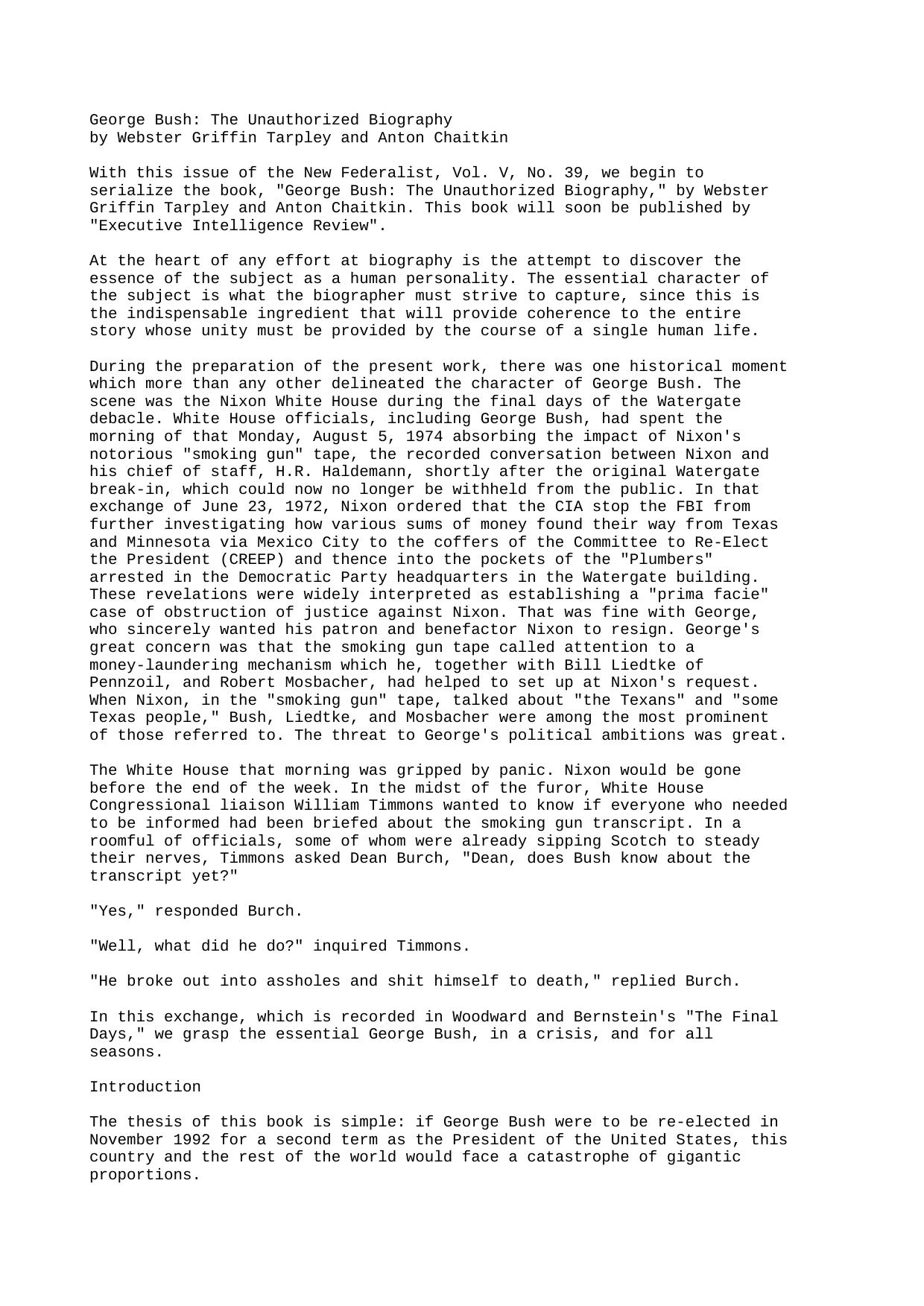 Microsoft Word - George Bush - The Unauthorized Biography.doc by Otmar Mickl