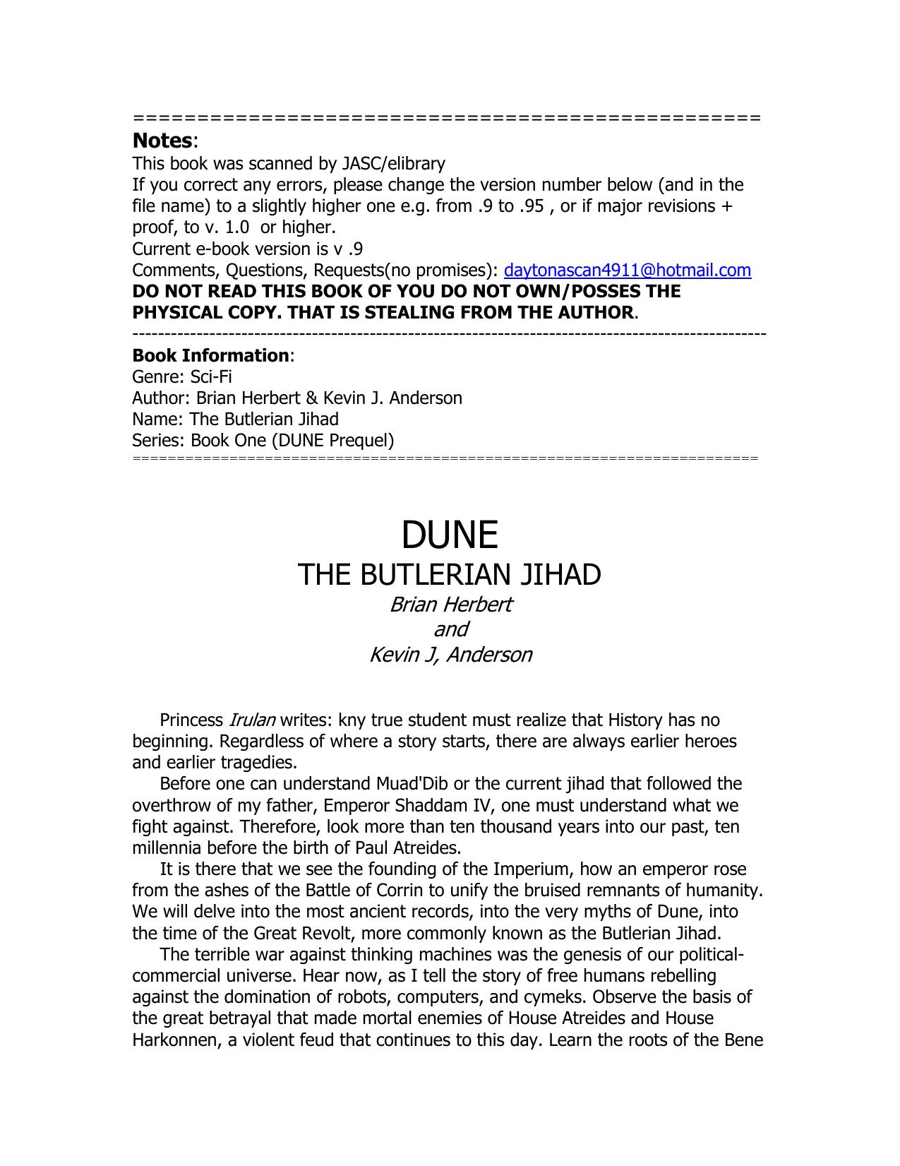 Microsoft Word - Herbert, Brian - Dune - The Butlerian Jihad - with Anderso. by Lim Beng Loon