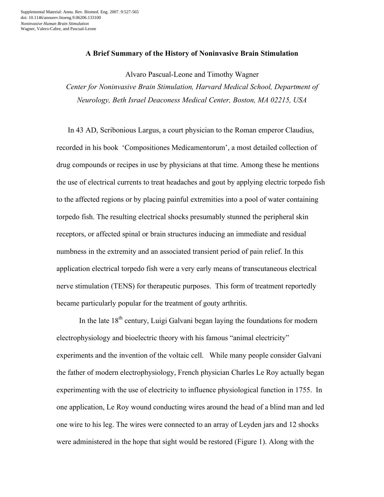 Microsoft Word - History of Noninvasive Brain Stimulation.doc by Alvaro Pascual-Leone