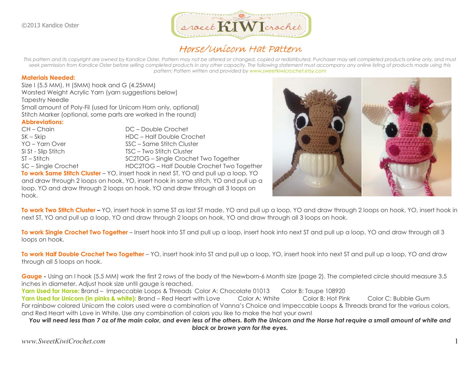 Microsoft Word - Horse& Unicorn Hat Pattern.doc by The Osters