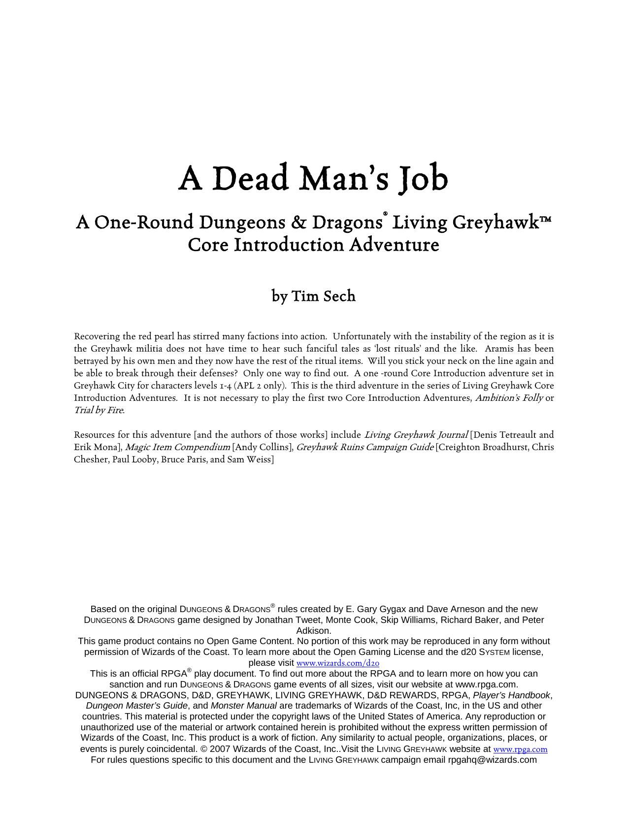 Microsoft Word - INT7-03 A Dead Man's Job.doc by tulachc