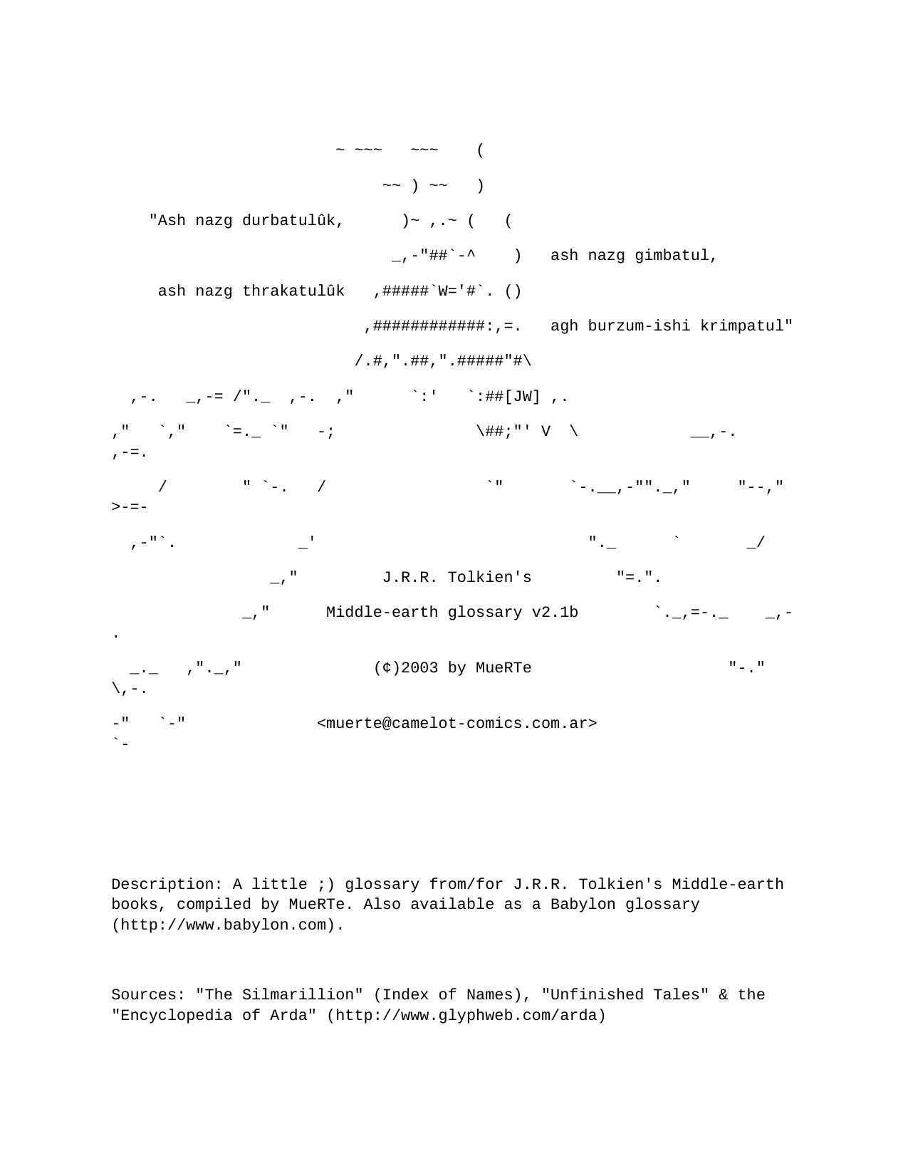 Microsoft Word - J.R.R. Tolkien - Middle-Earth Glossary [v2.1b] by Princess Delilah