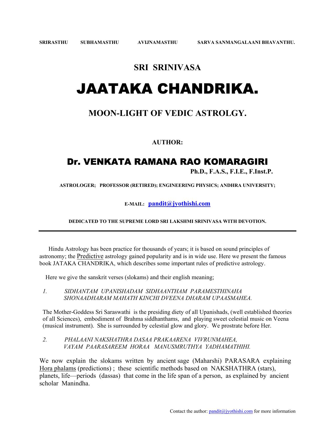 Microsoft Word - JATAKA CHANDRIKA.doc by Vamsee