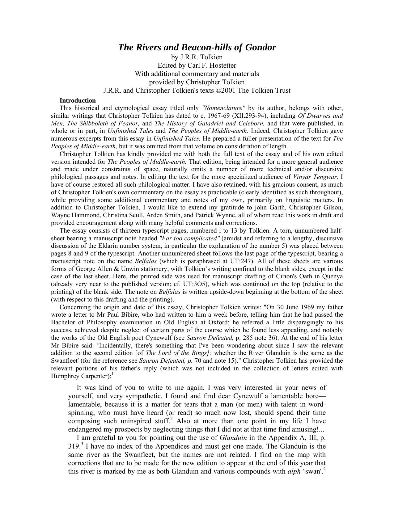 Microsoft Word - JRR Tolkien - The Rivers and Beacon-hills of Gondor by Princess Delilah