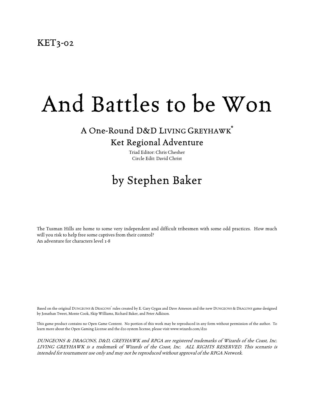 Microsoft Word - Ket03-02 And Battles to be won.doc by David Christ