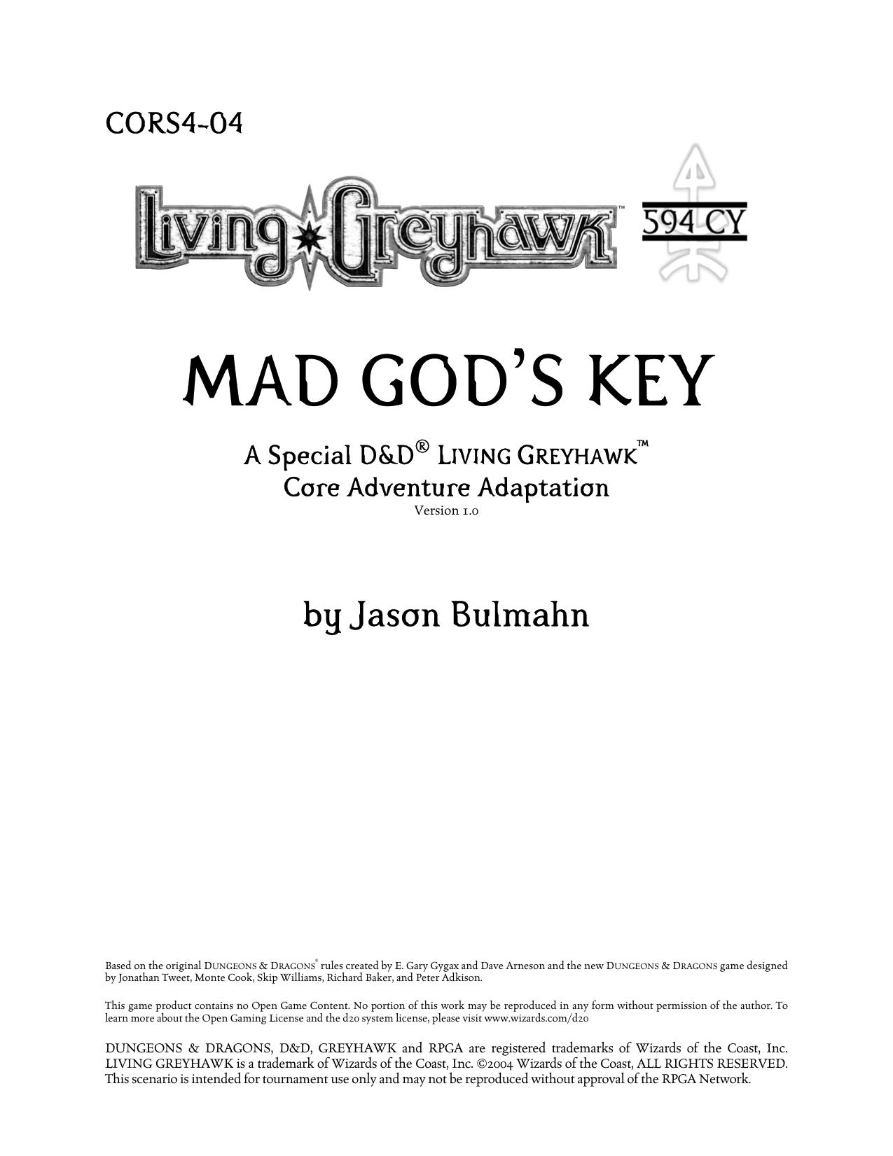 Microsoft Word - Mad Gods Key Adaptation.doc by srm