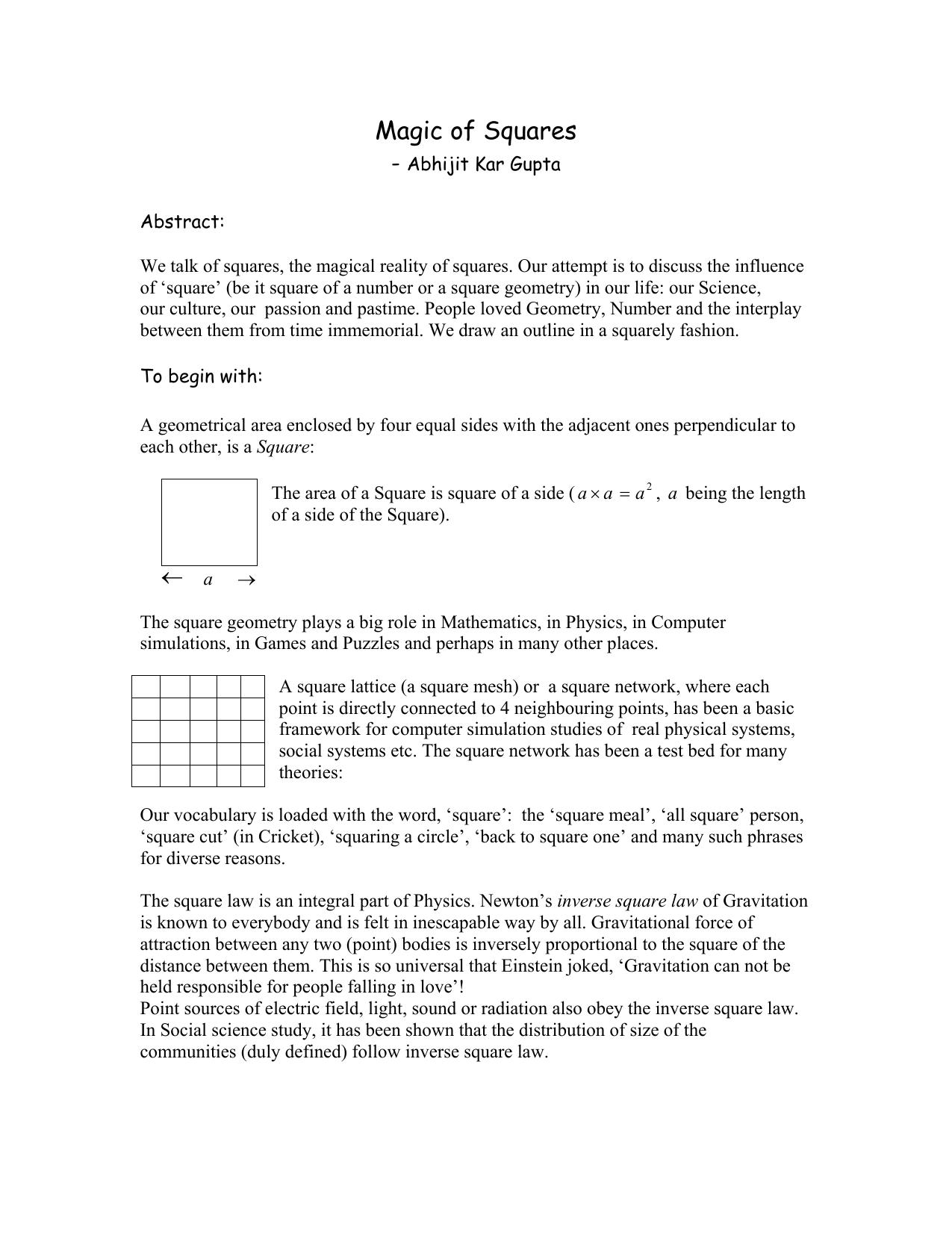 Microsoft Word - Magic of Squares2.doc by Madhuri