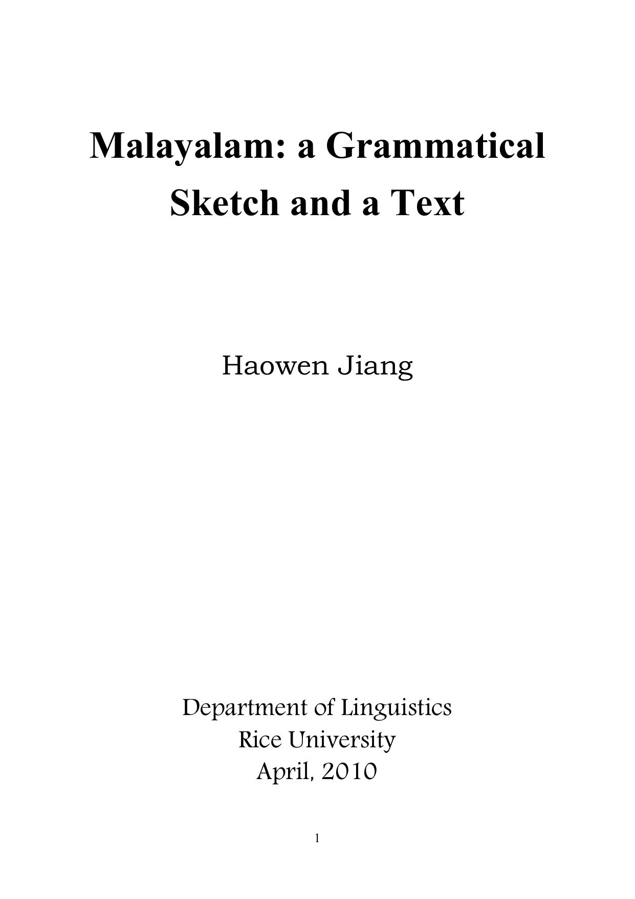 Microsoft Word - Malayalam_a grammatical sketch and a text.doc by Haowen Jiang