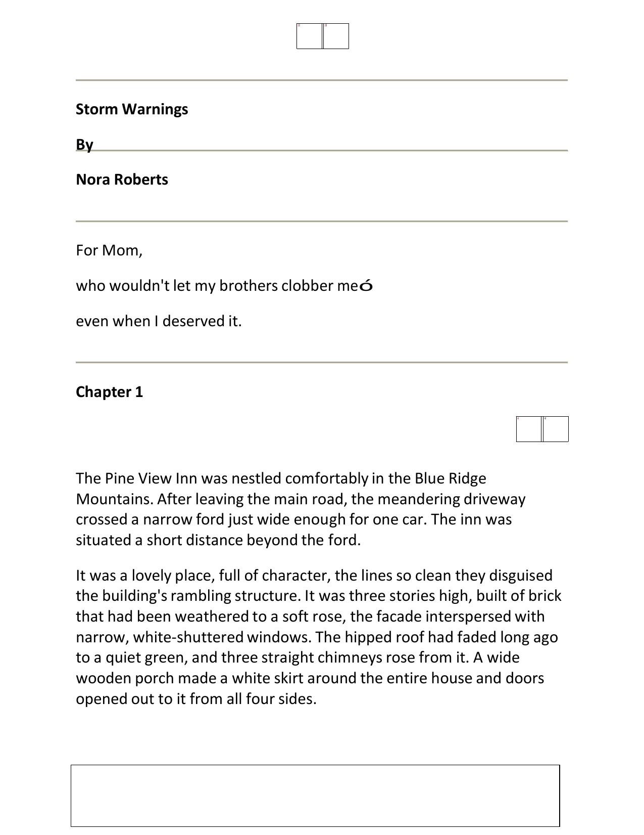 Microsoft Word - Nora_Roberts_-_Storm_Warnings - pdfMachine from Broadgun Software, http:pdfmachine.com, a great PDF writer utility! by Unknown