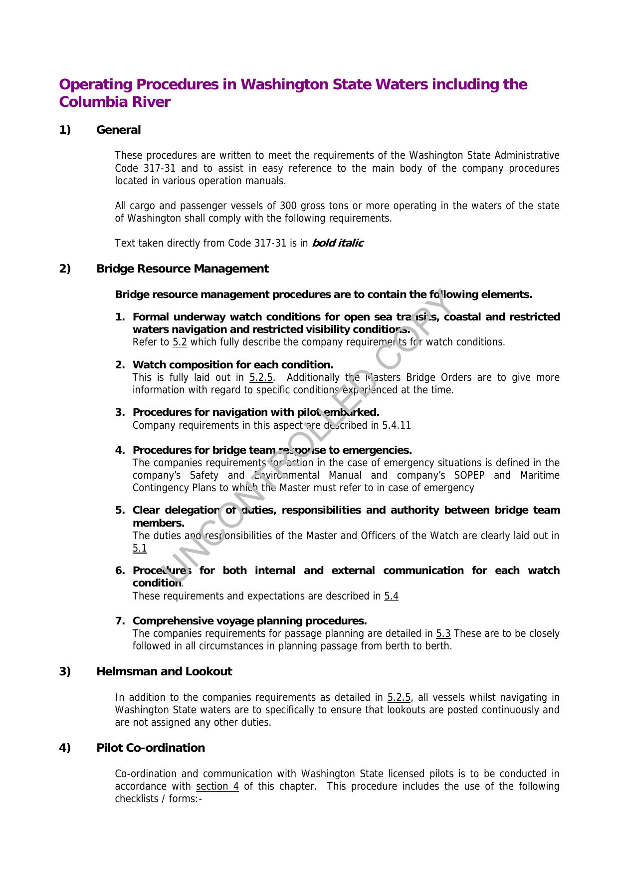 Microsoft Word - Operating Procedures in Washington State Waters including the Columbia River by katrus