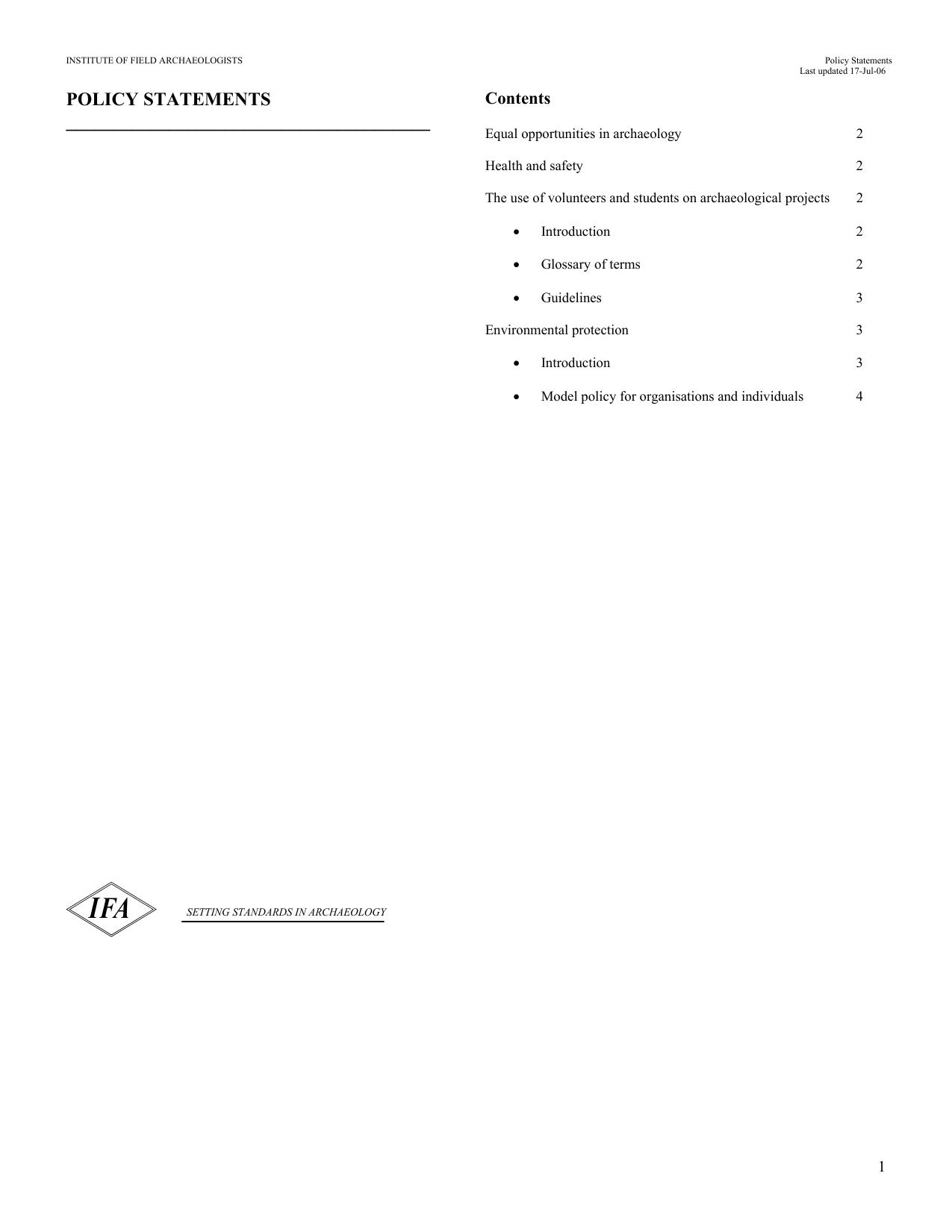 Microsoft Word - POLICY STATEMENTS .doc by Alex Llewellyn