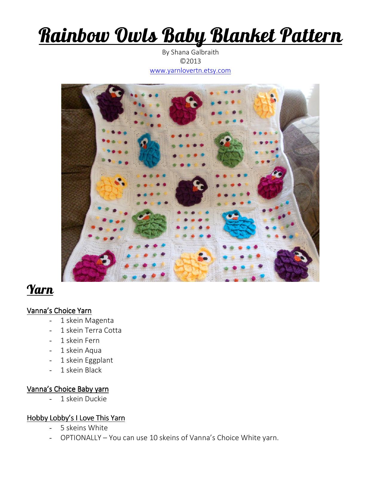 Microsoft Word - Rainbow Owls Baby Blanket Pattern.doc by Shana