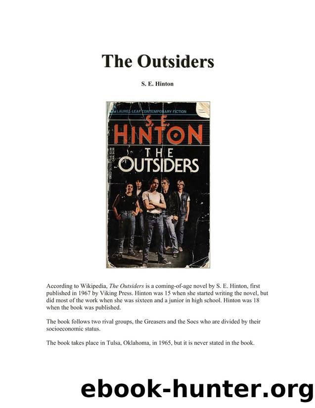 Microsoft Word - S.E. Hinton The Outsiders.docx by John Clements