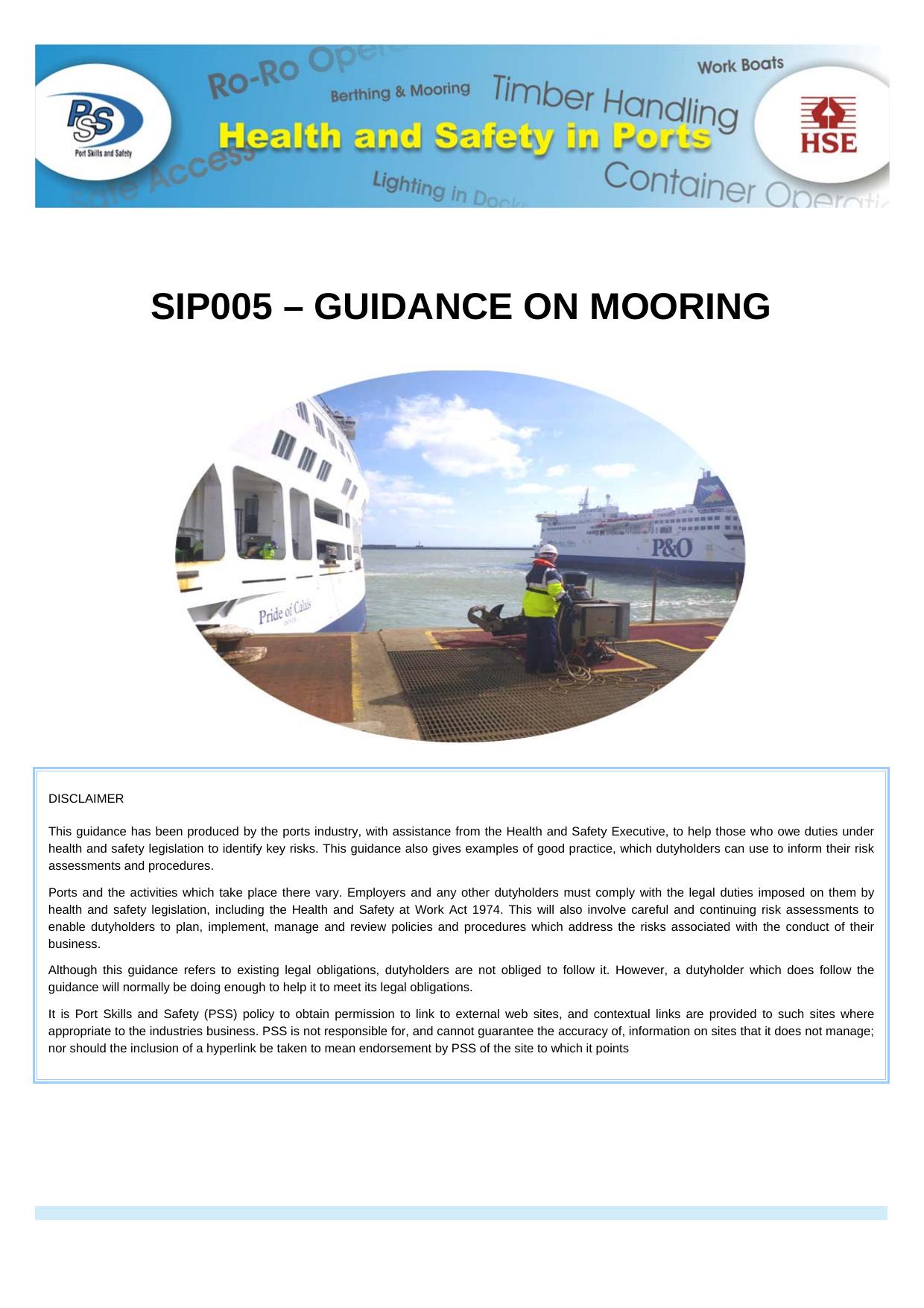 Microsoft Word - SIP005 - GUIDANCE ON MOORING OPERATIONS - ISSUE 1.doc by Sharon